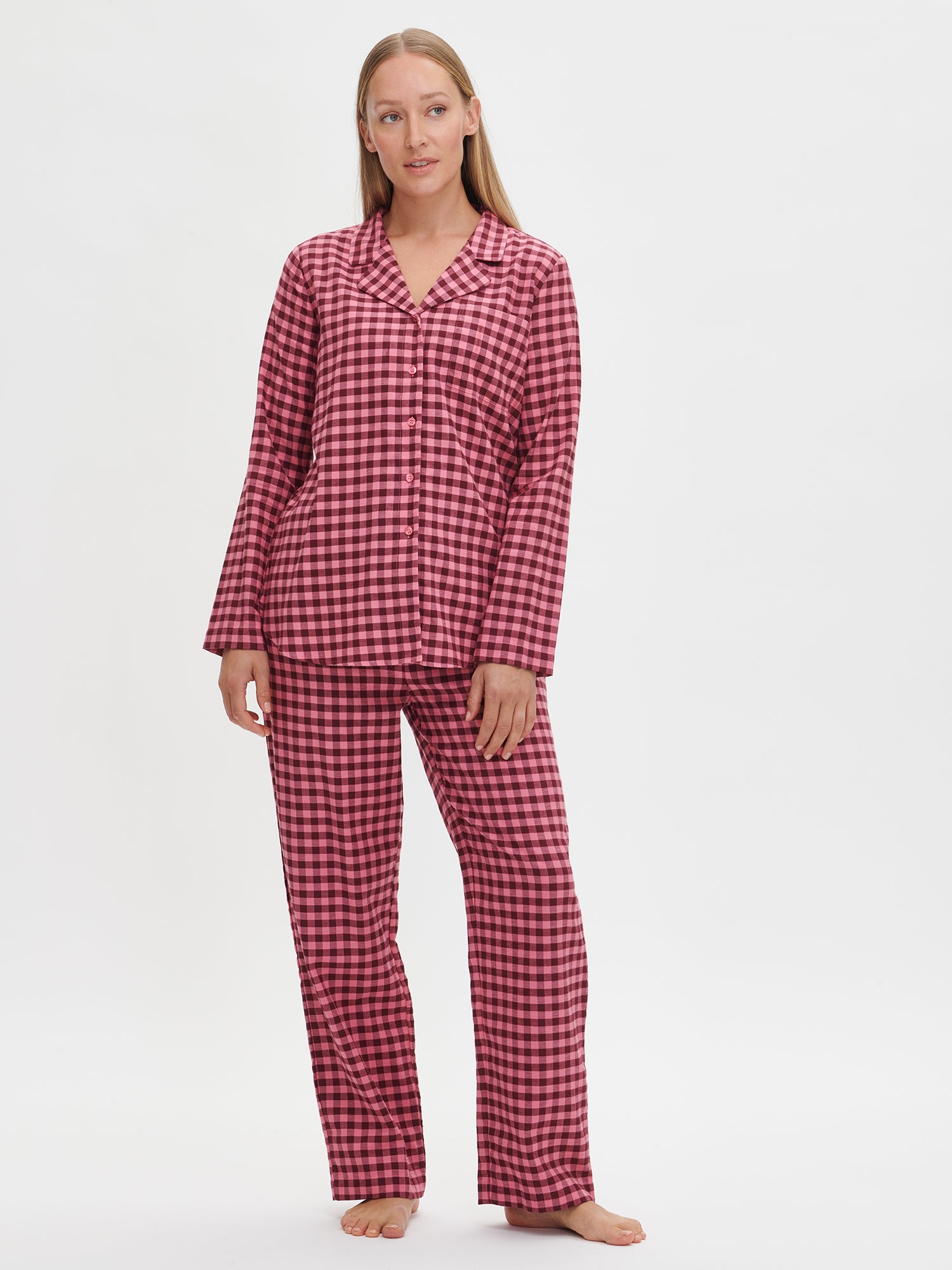 FLANELLI pyjamapaita - pinkki-burgundi