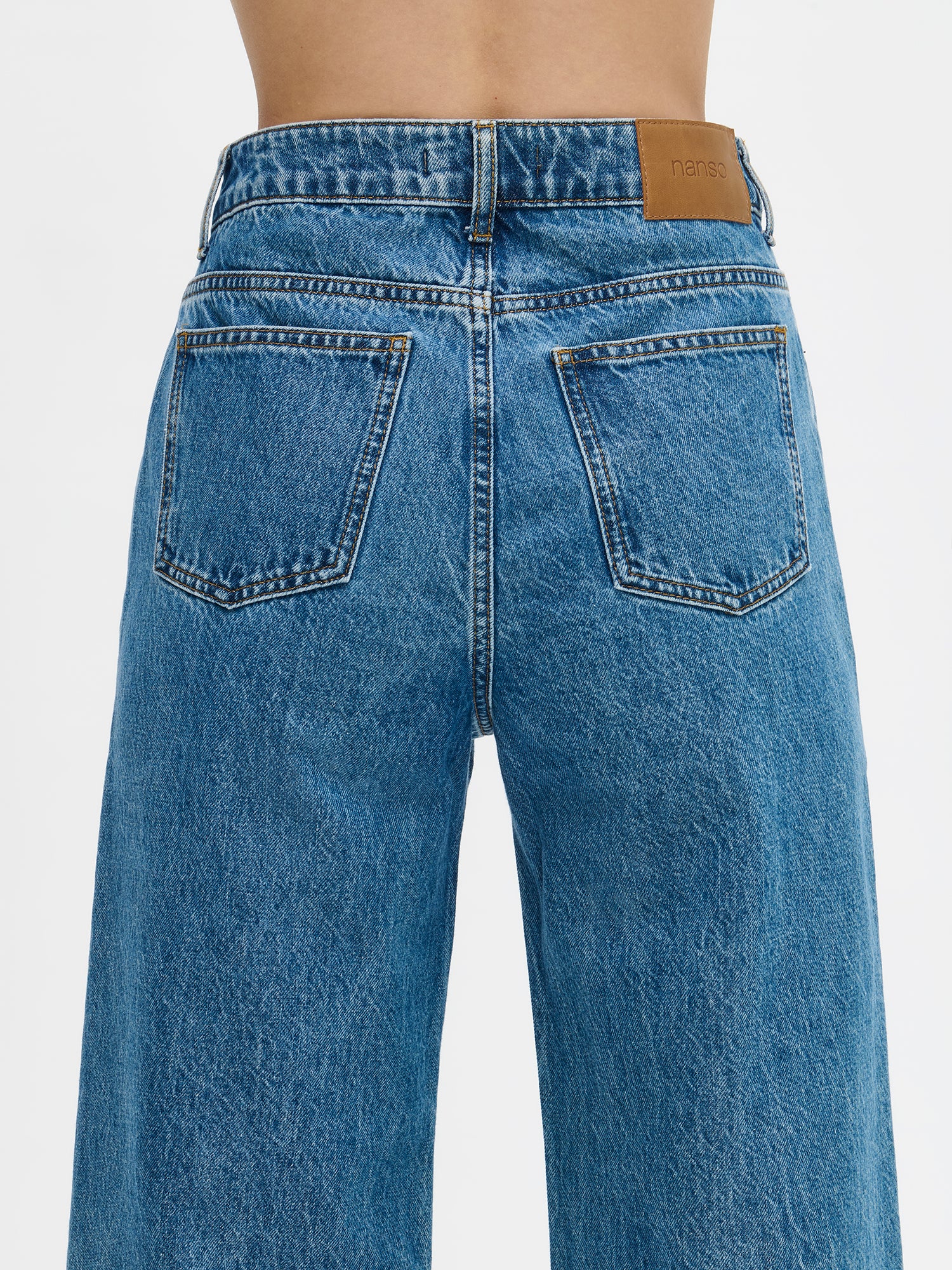 Nanson naisten siniset Cropped Levee-farkut takaa