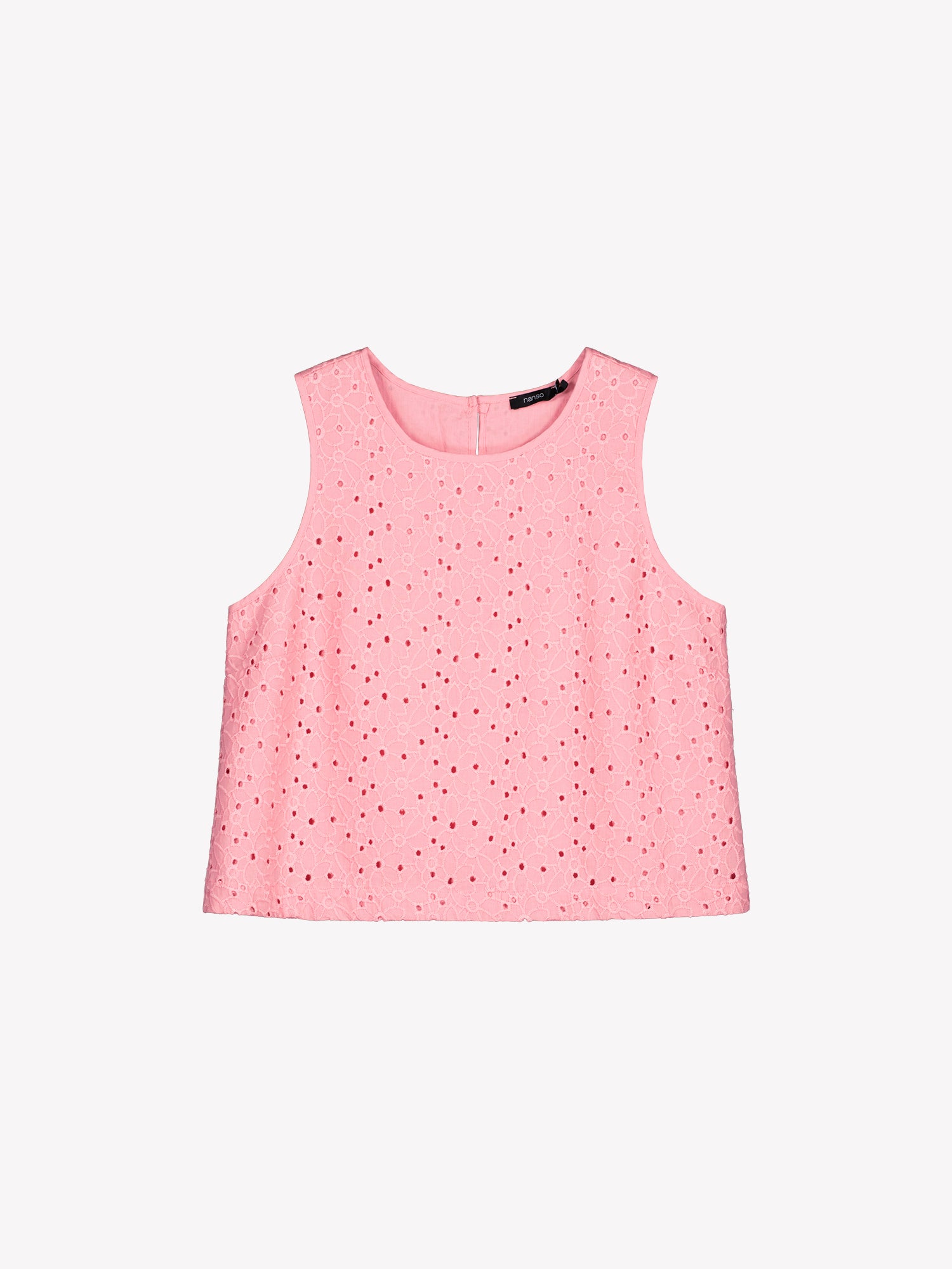 Nanson naisten kaunis vaaleanpunainen brodeerattu Nuppu-pusero tuotekuvassa.