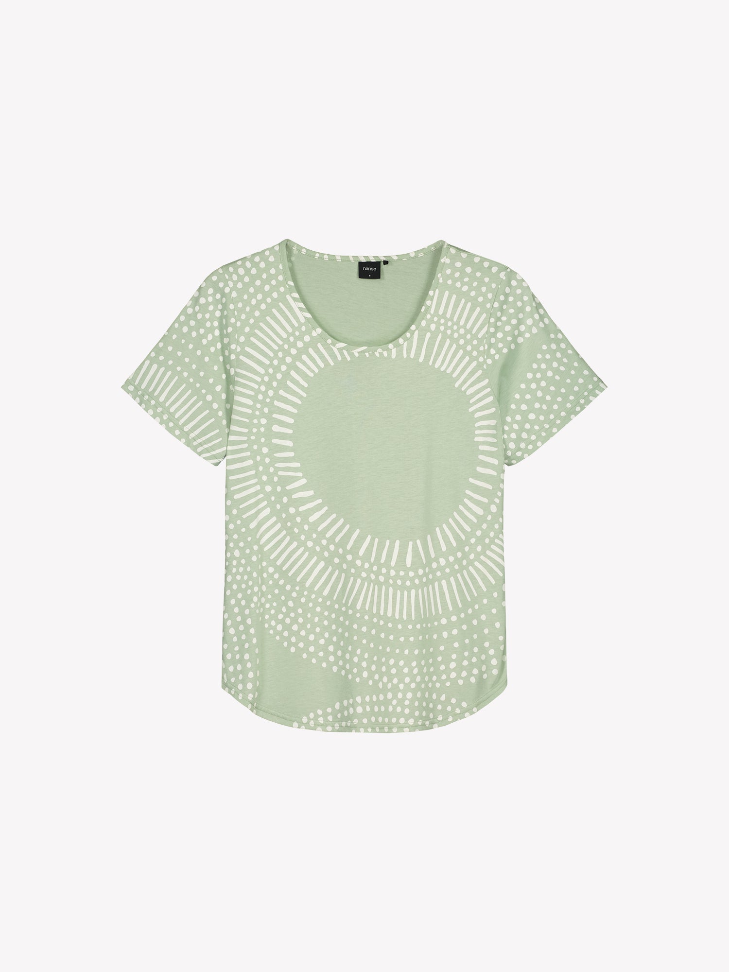 Nanson naisten mukava vihreä Aura-shortsipyjaman t-paita tuotekuvassa.