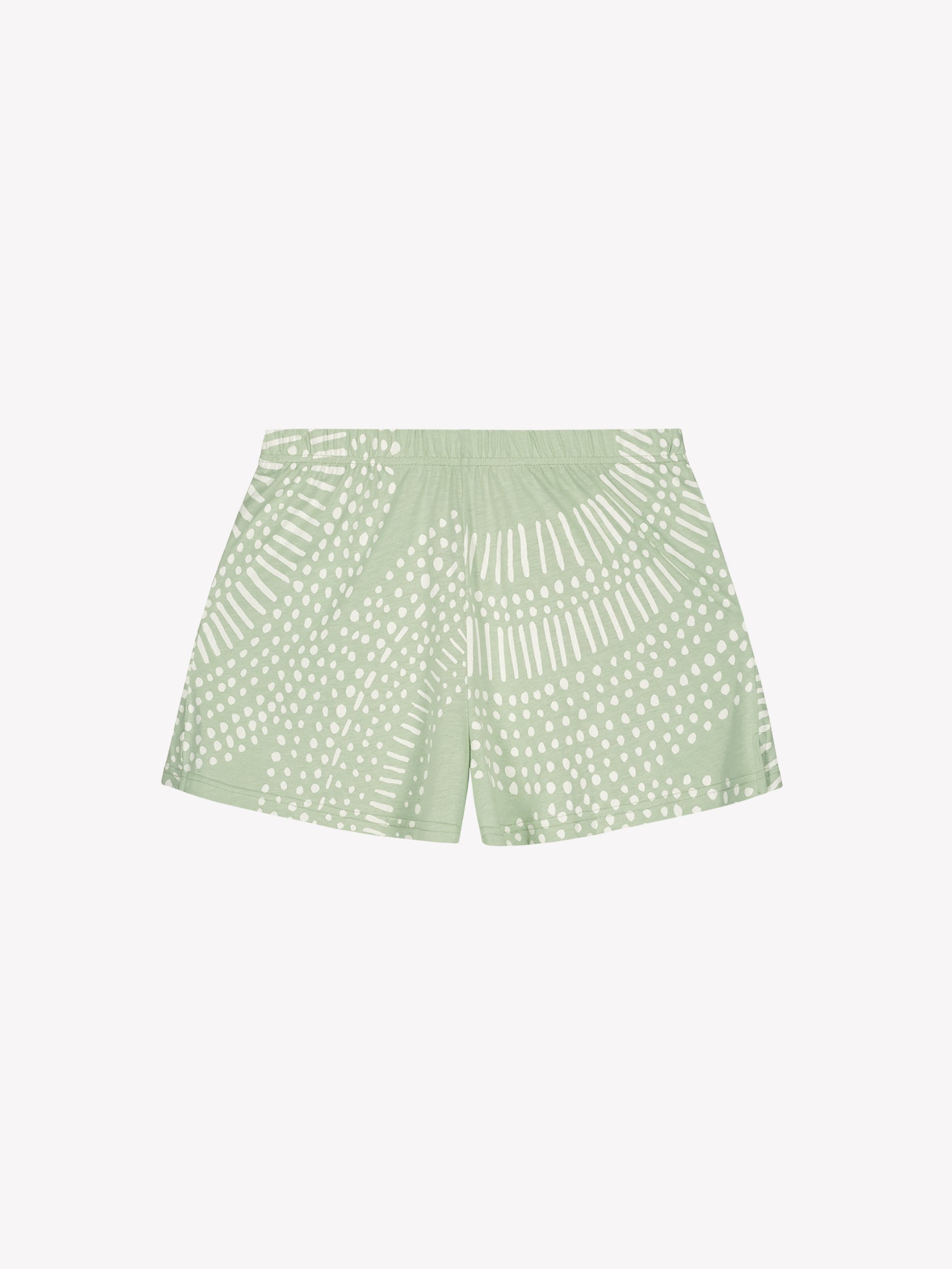 Nanson naisten mukavat vihreät Aura-shortsipyjaman shortsit tuotekuvassa.