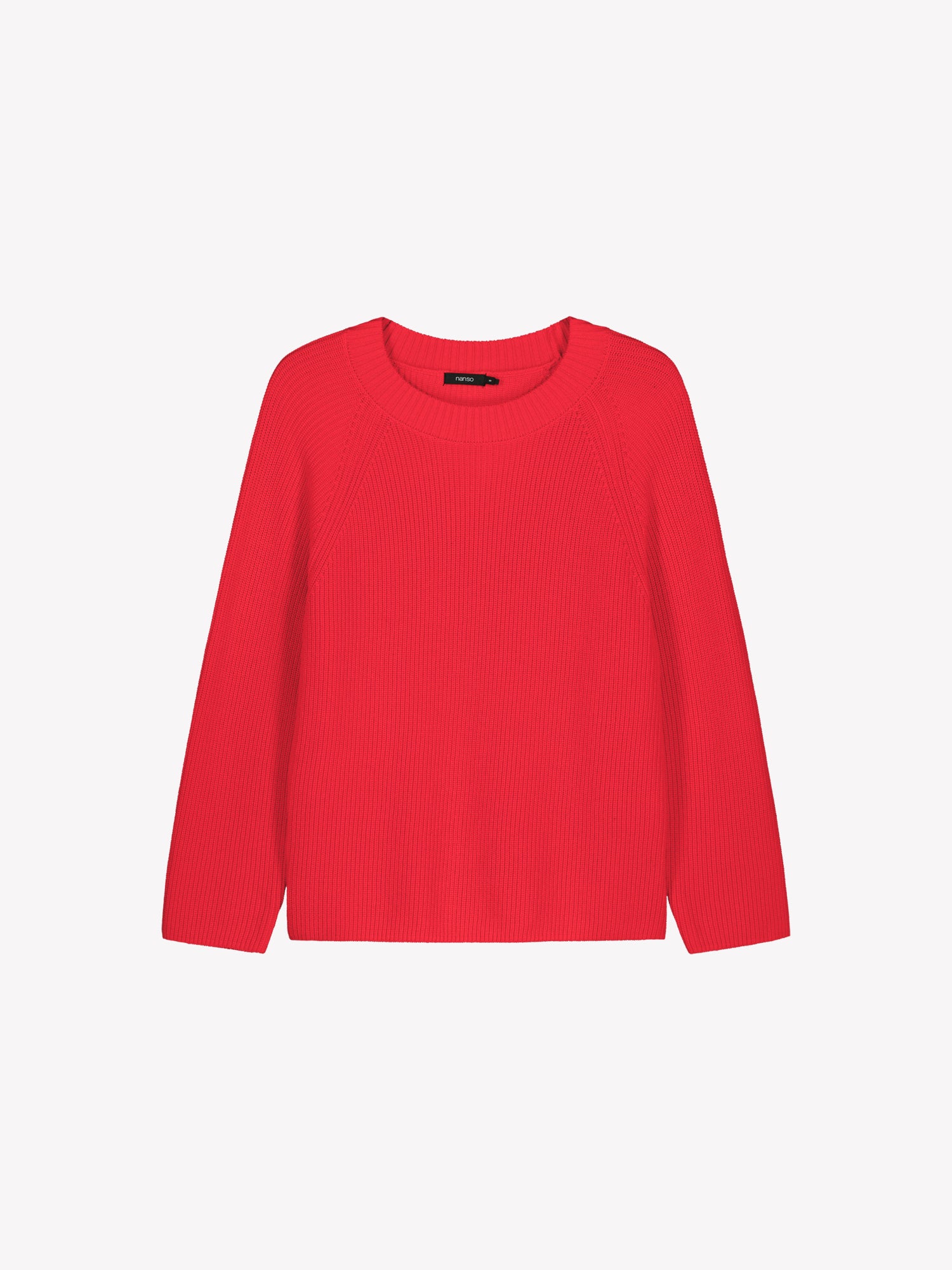 Naisten tyylikäs punainen Kaveri-neulepaita tuotekuvassa.