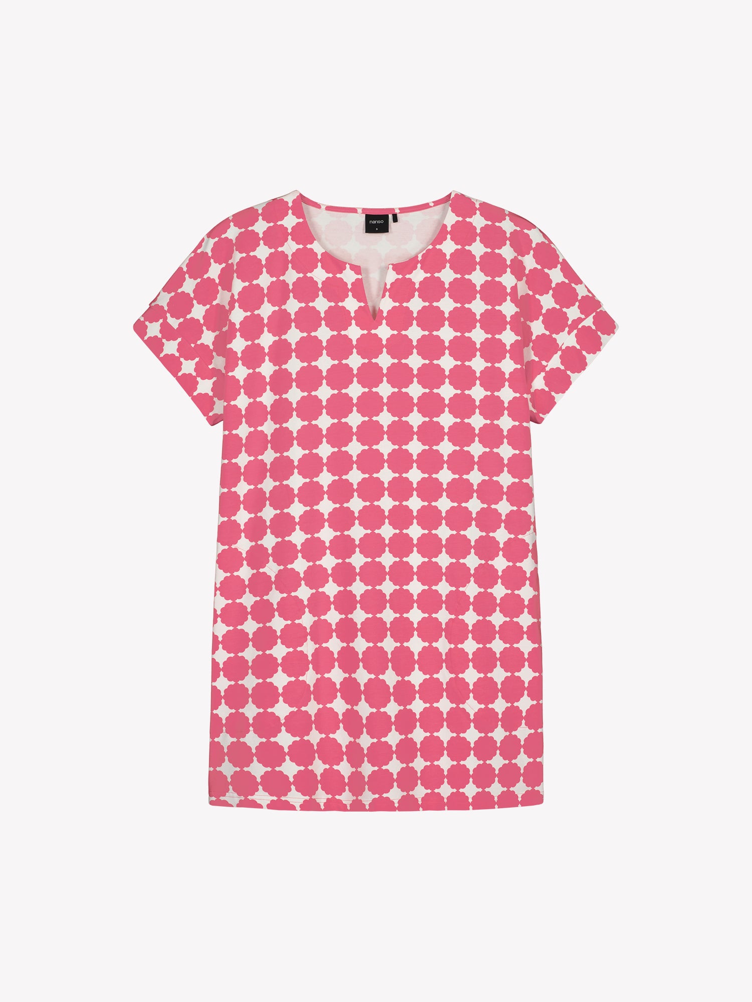 Nanson naisten kuosillinen tyylikäs vaaleanpunainen Avene-trikootunika tuotekuvassa