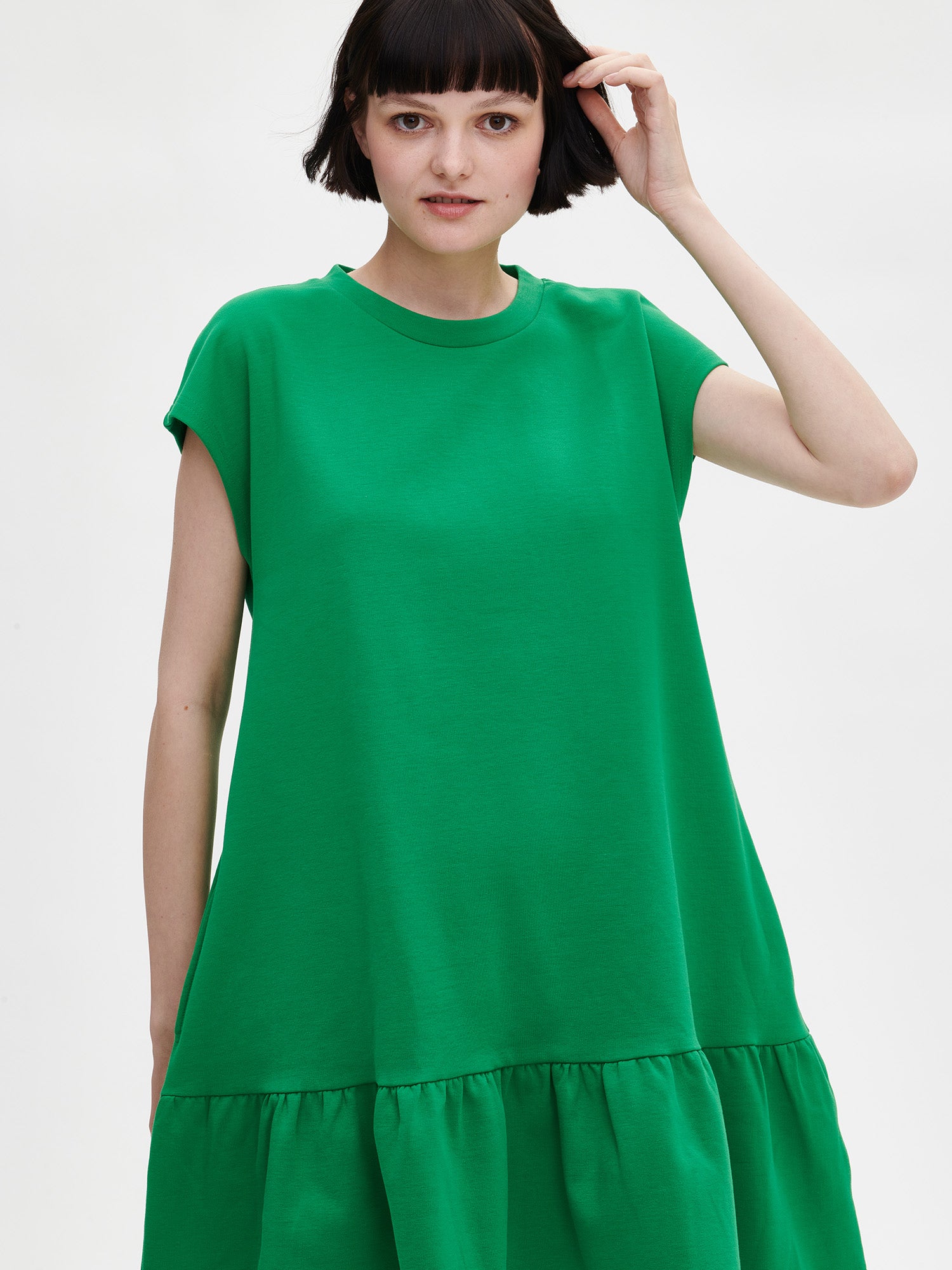 Nanson naisten rento vihreä Leija-mekko lyhyillä hihoilla.