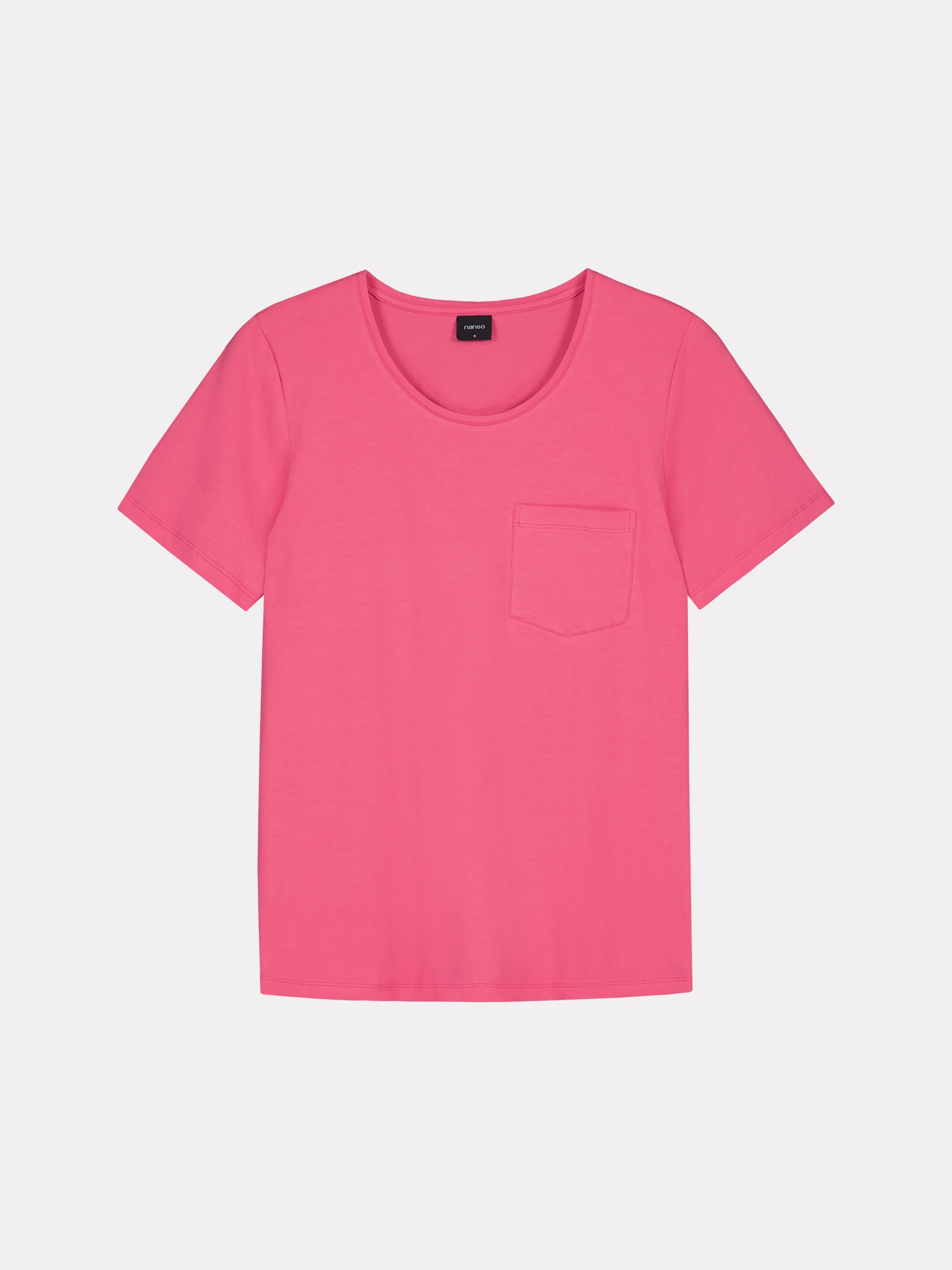 Nanson naisten raikas pinkki Tasku t-paita pyöreällä pääntiellä.