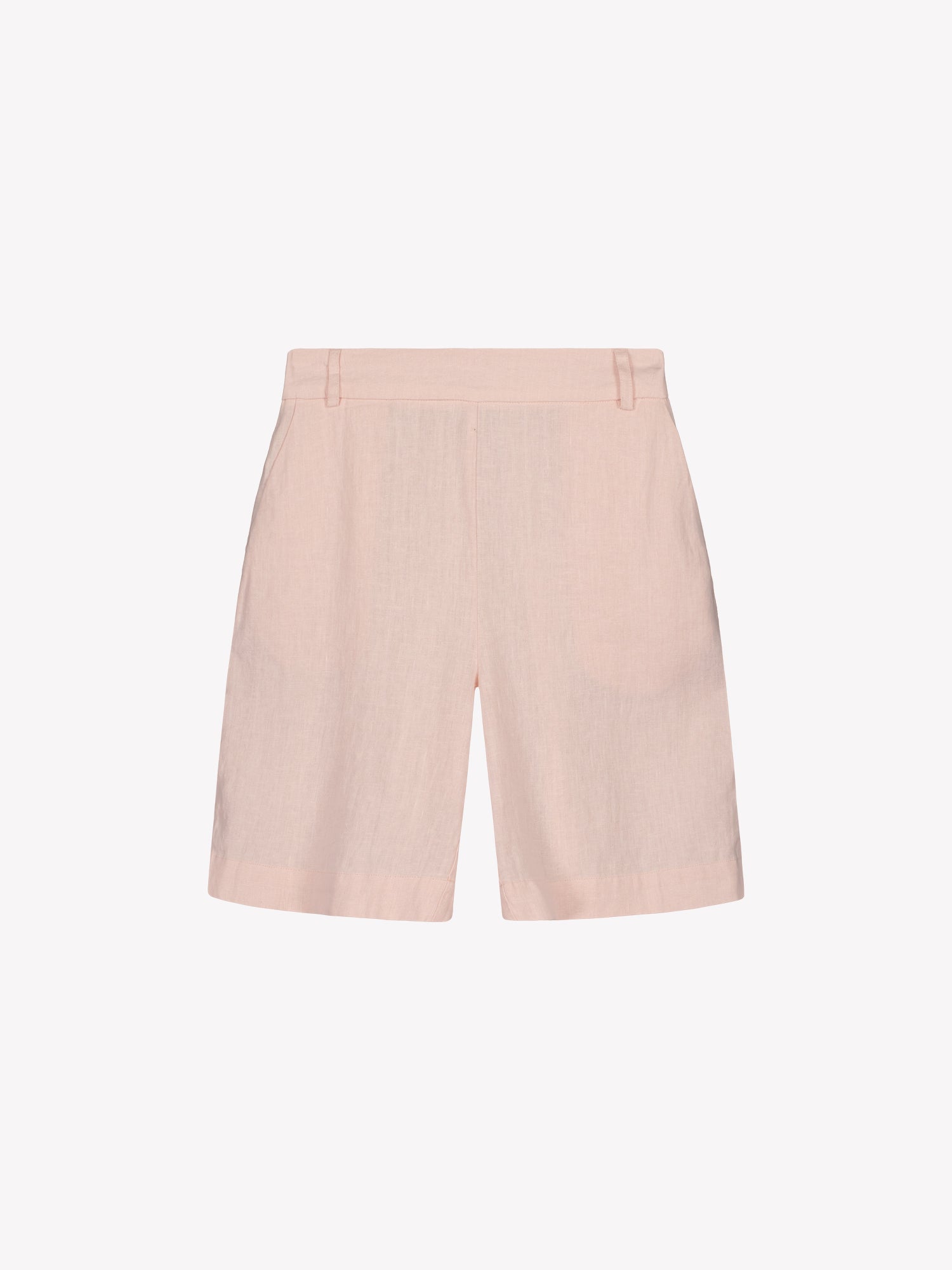 Nanson naisten klassiset vaaleanpunaiset Liine-pellavashortsit edestä