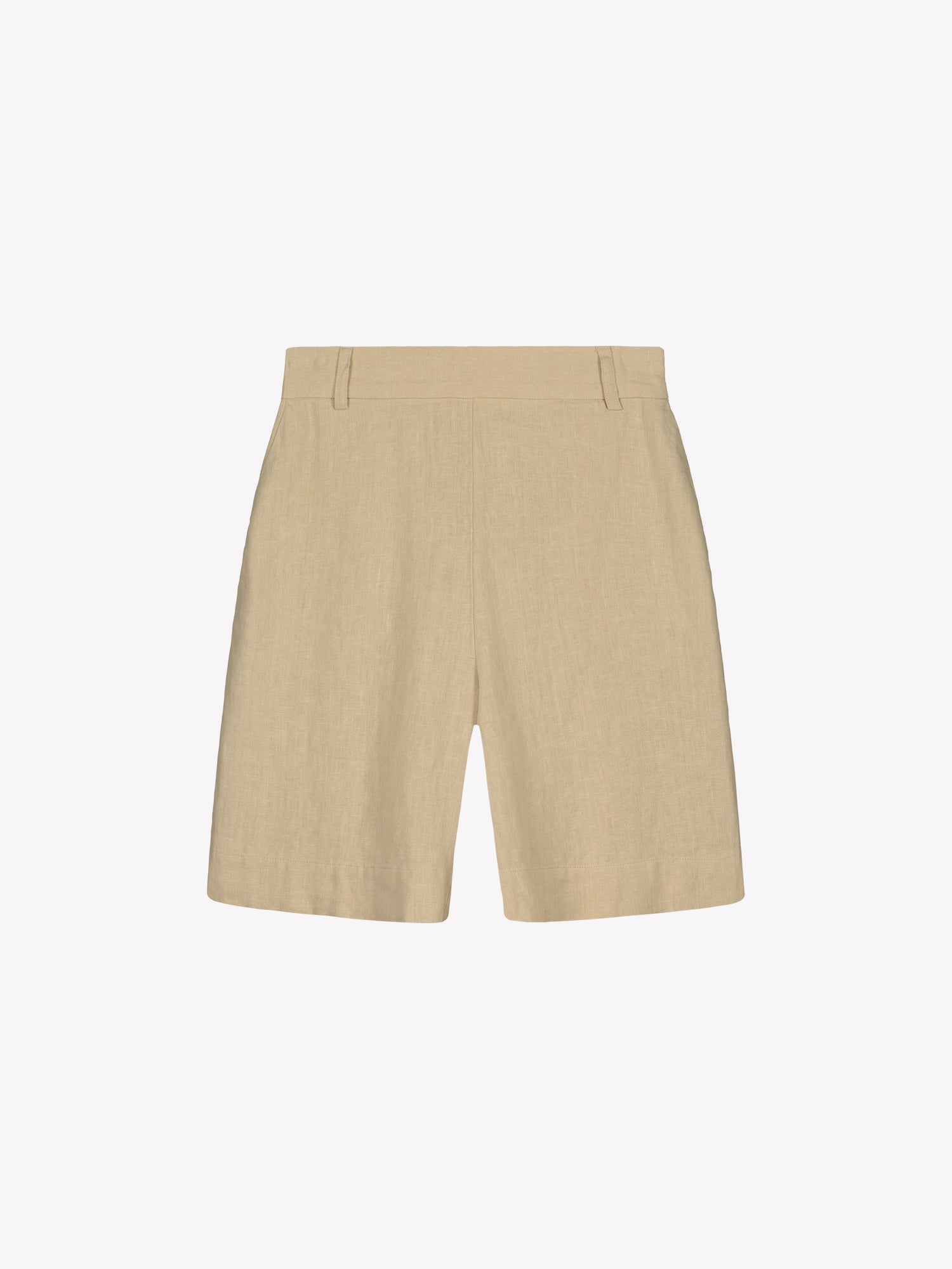 Nanson naisten klassiset beiget Liine-pellavashortsit edestä