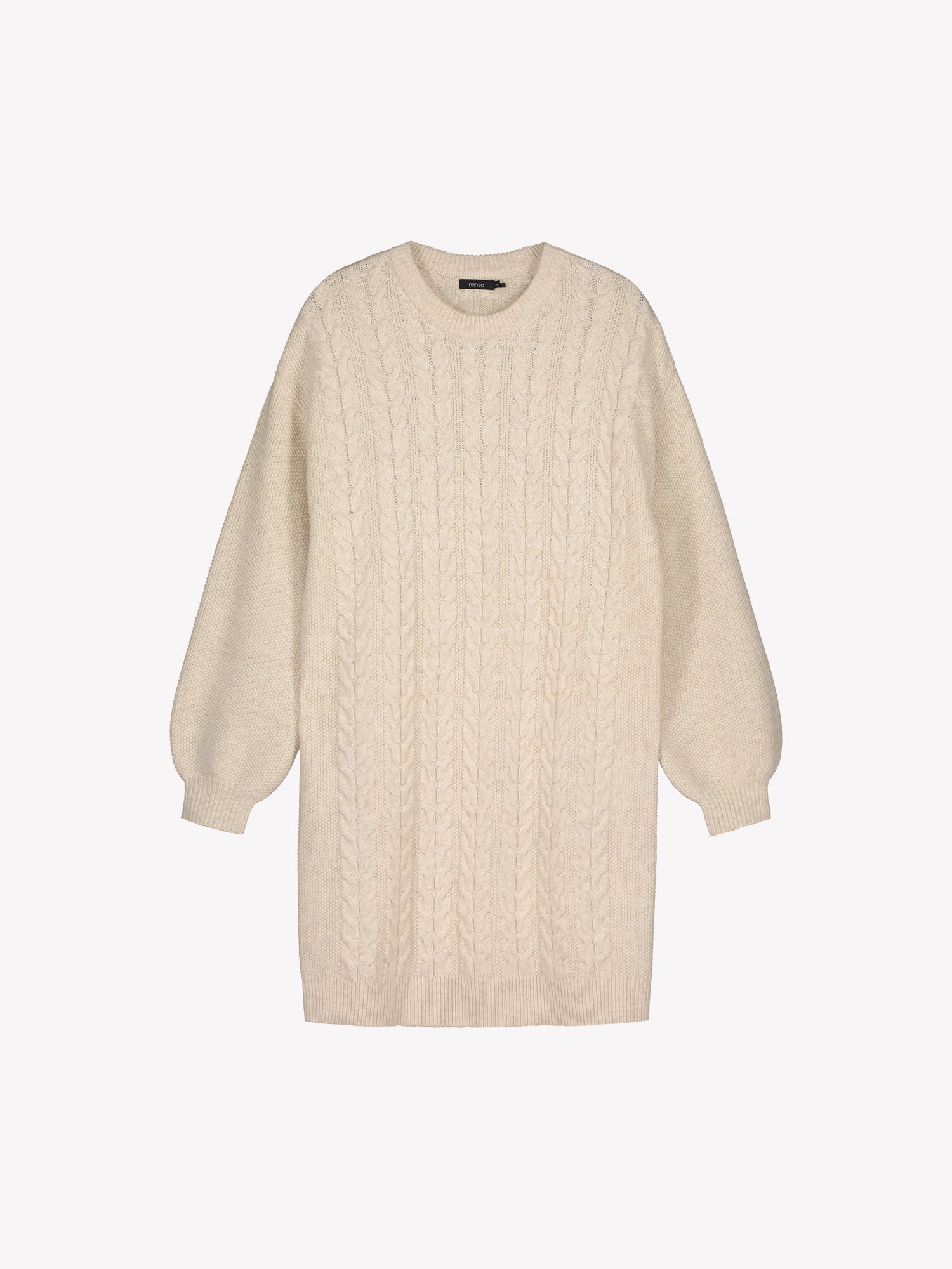 Naisten muhkea beige Palmikko-neulemekko