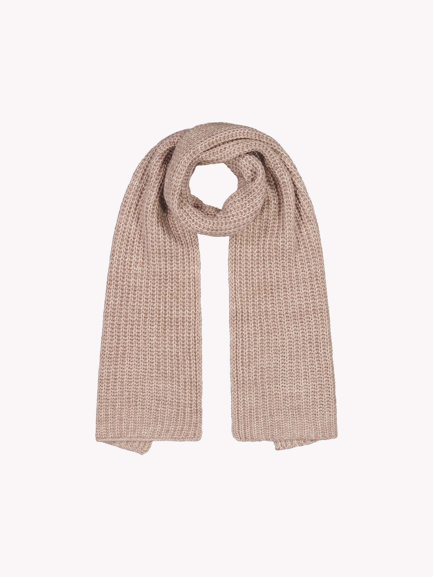 Muhkea HUURRE asustesetti sisältää kaulahuivin, lapaset ja pannan beigenä. Upea setti sopii vaikka lahjaksi lämmittämään talven viimoilta. kuva kaulahuivista.