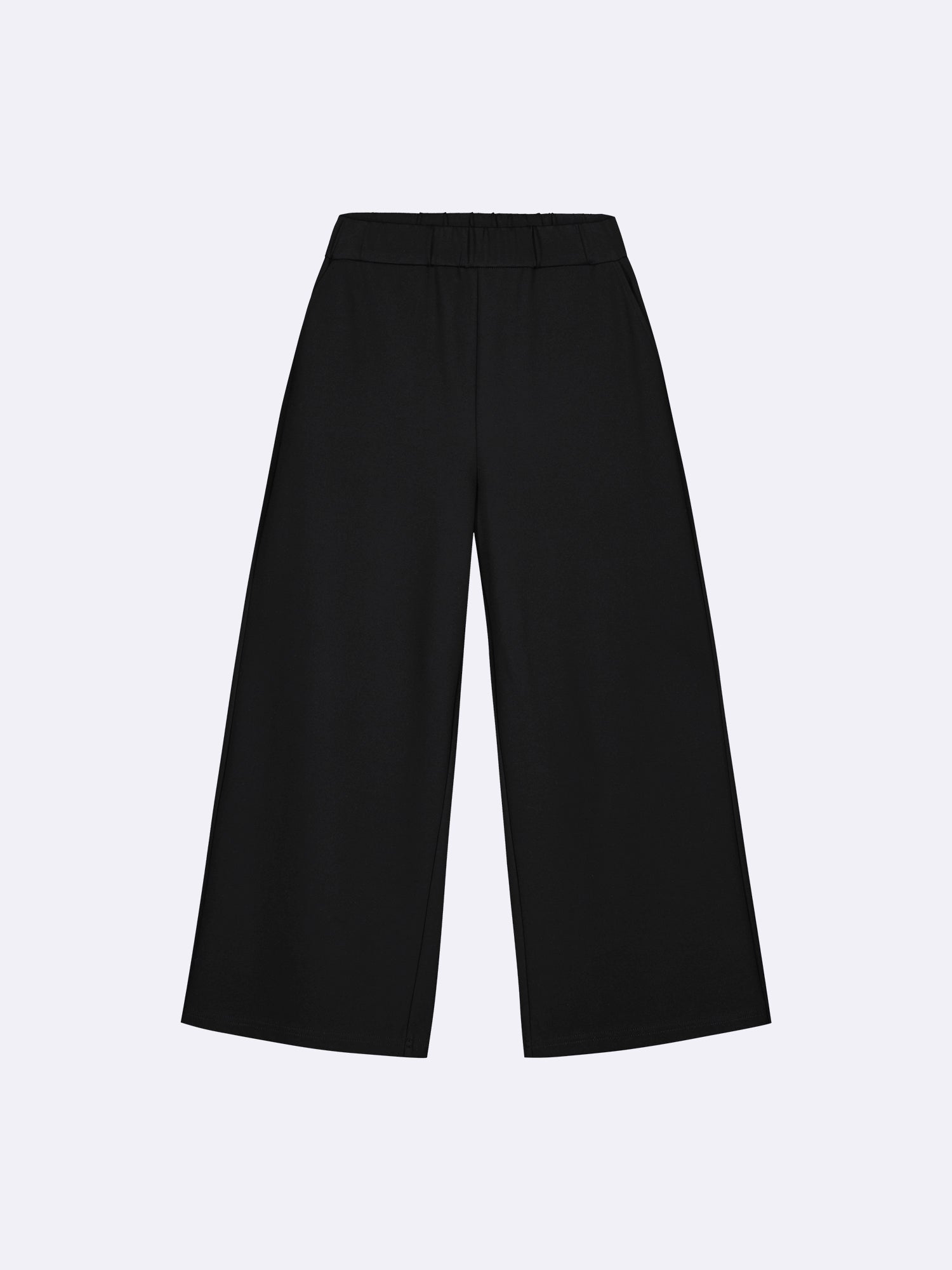 Nanson naisten mustat Alma-housut, joissa sivuissa taskut ja joustava vyötärö edessä tuotekuvassa.