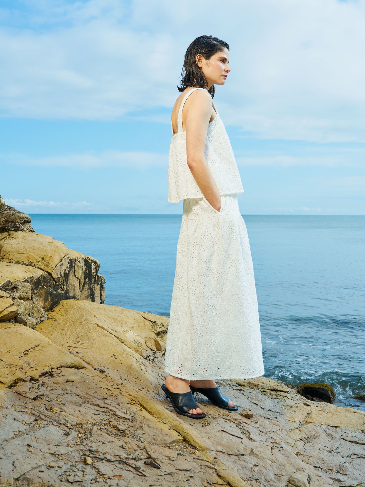 ODETTE kirjailtu hame - valkoinen