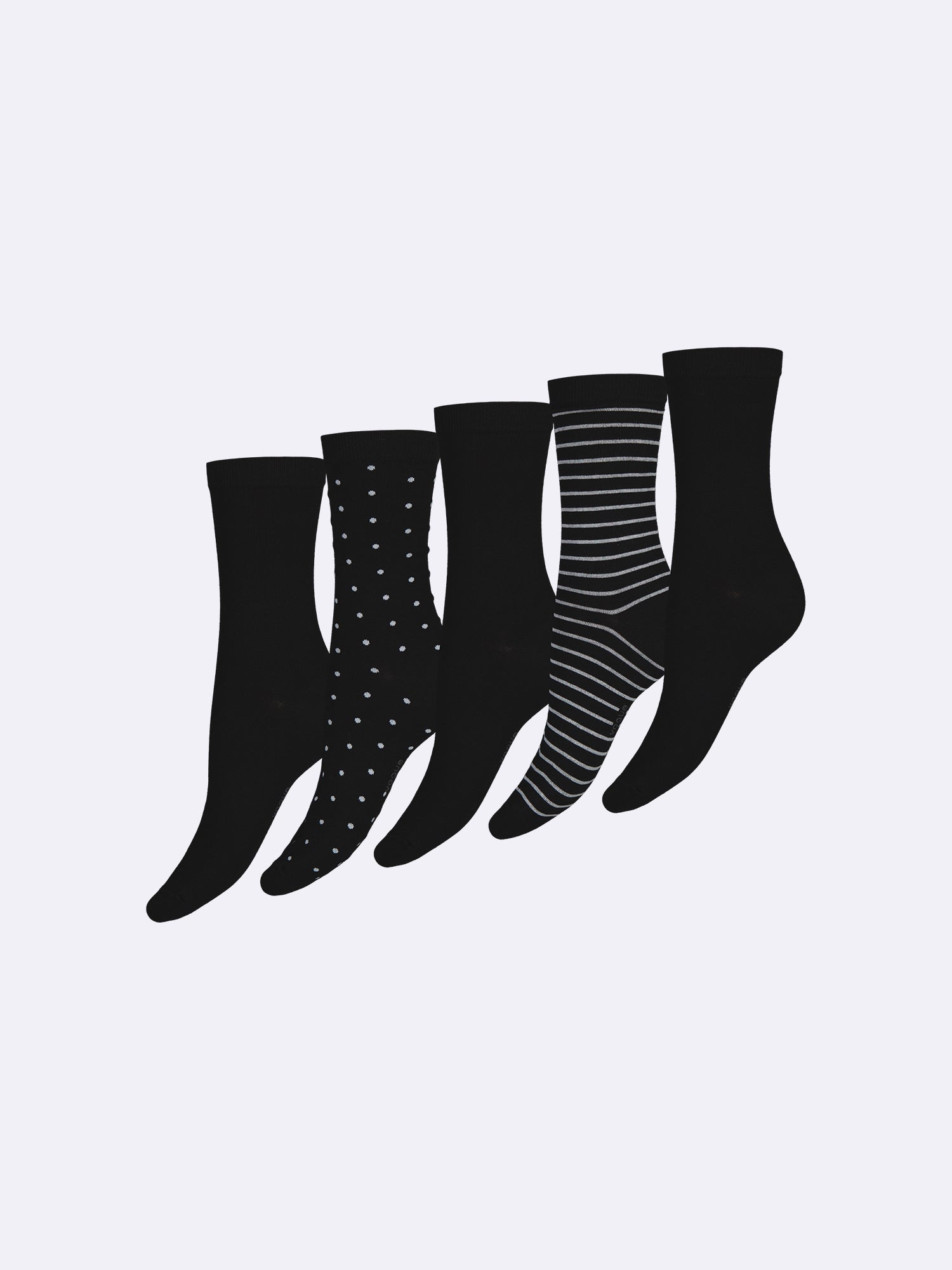 COTTON BASIC nilkkasukat, 5 paria - mustavalkoinen