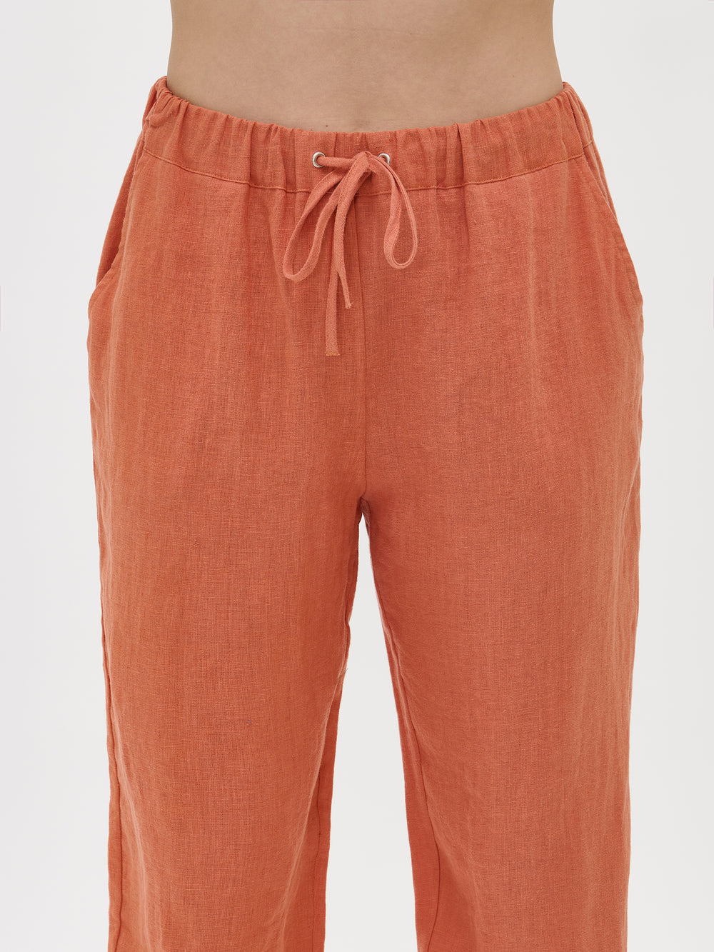 SARASTUS naisten rennot pellavahousut - oranssi | Nanso