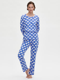 Nanson Naisten kuosillinen sininen Poutapilvi-pyjama