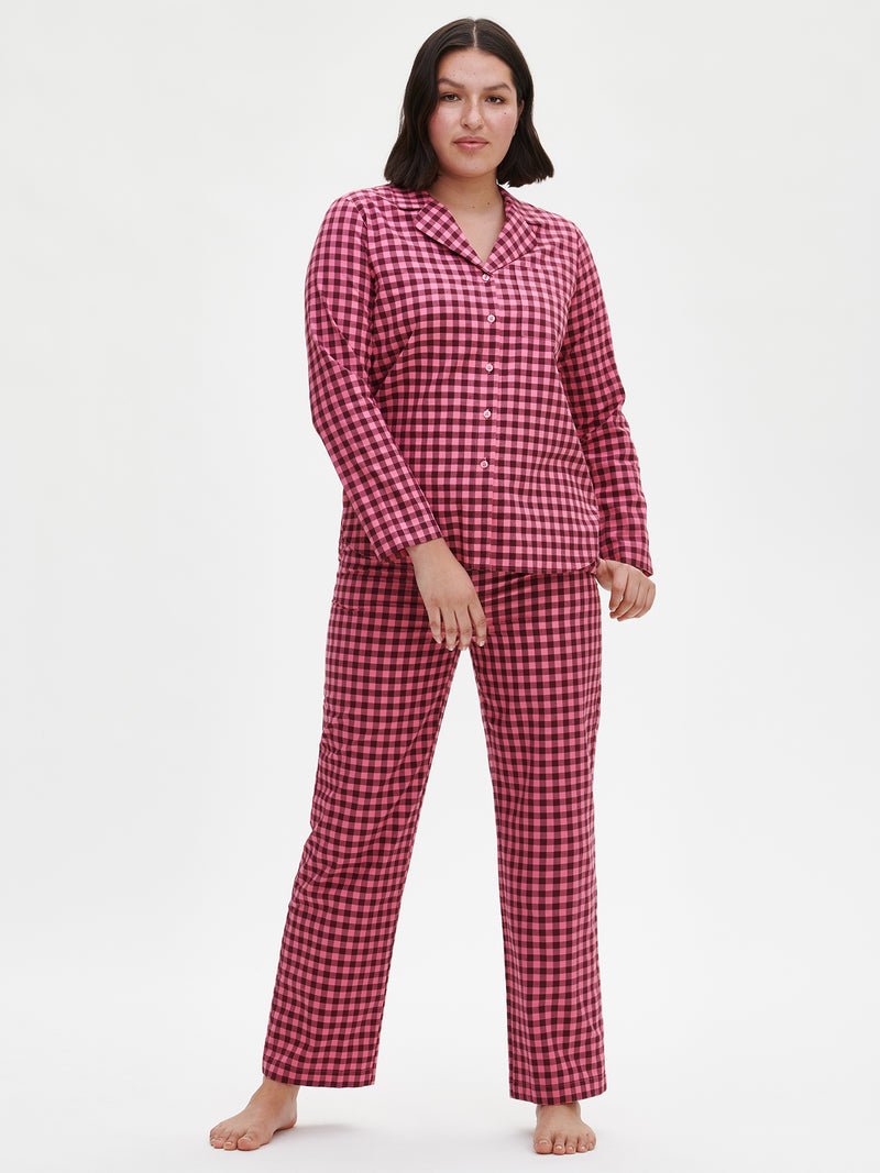 Nanson naisten ruudullinen Flanelli-pyjamapaita.