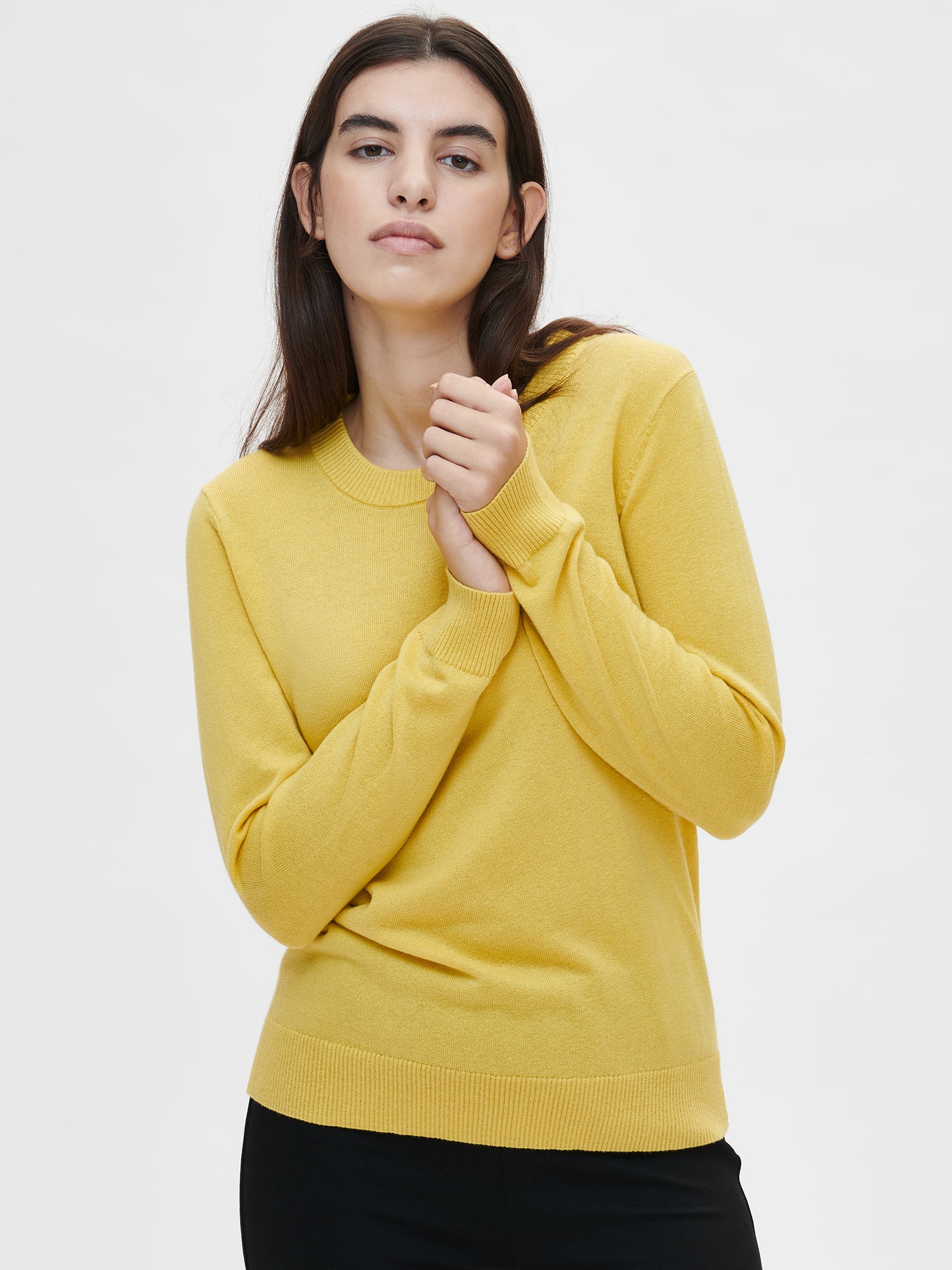 Nanson naisten yksinkertaisen tyylikäs ja kevyt keltainen Villis-neulepusero.