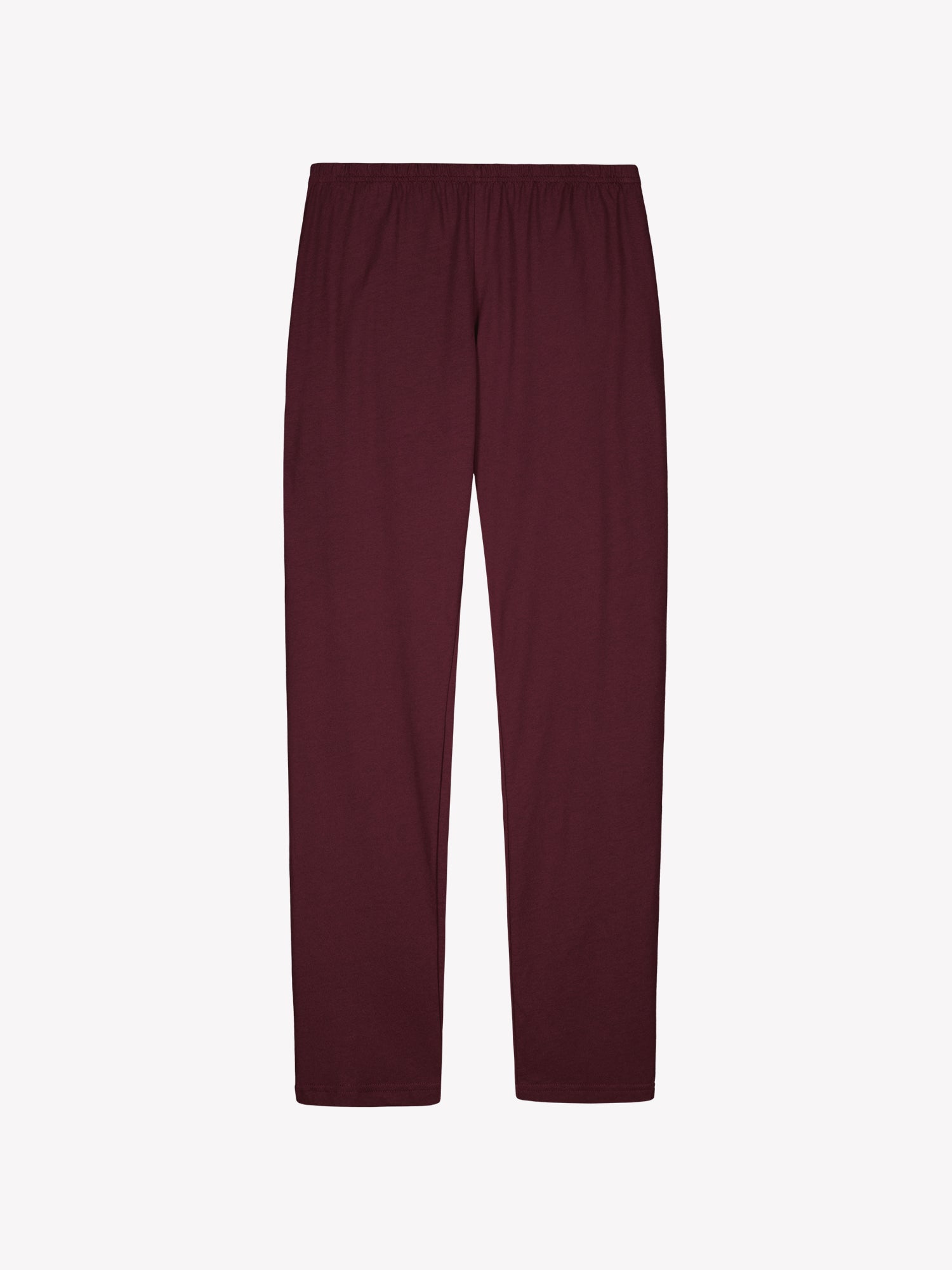 Rusetti pyjamasetin alaosa tumman punaisessa värissä tuotekuvassa.