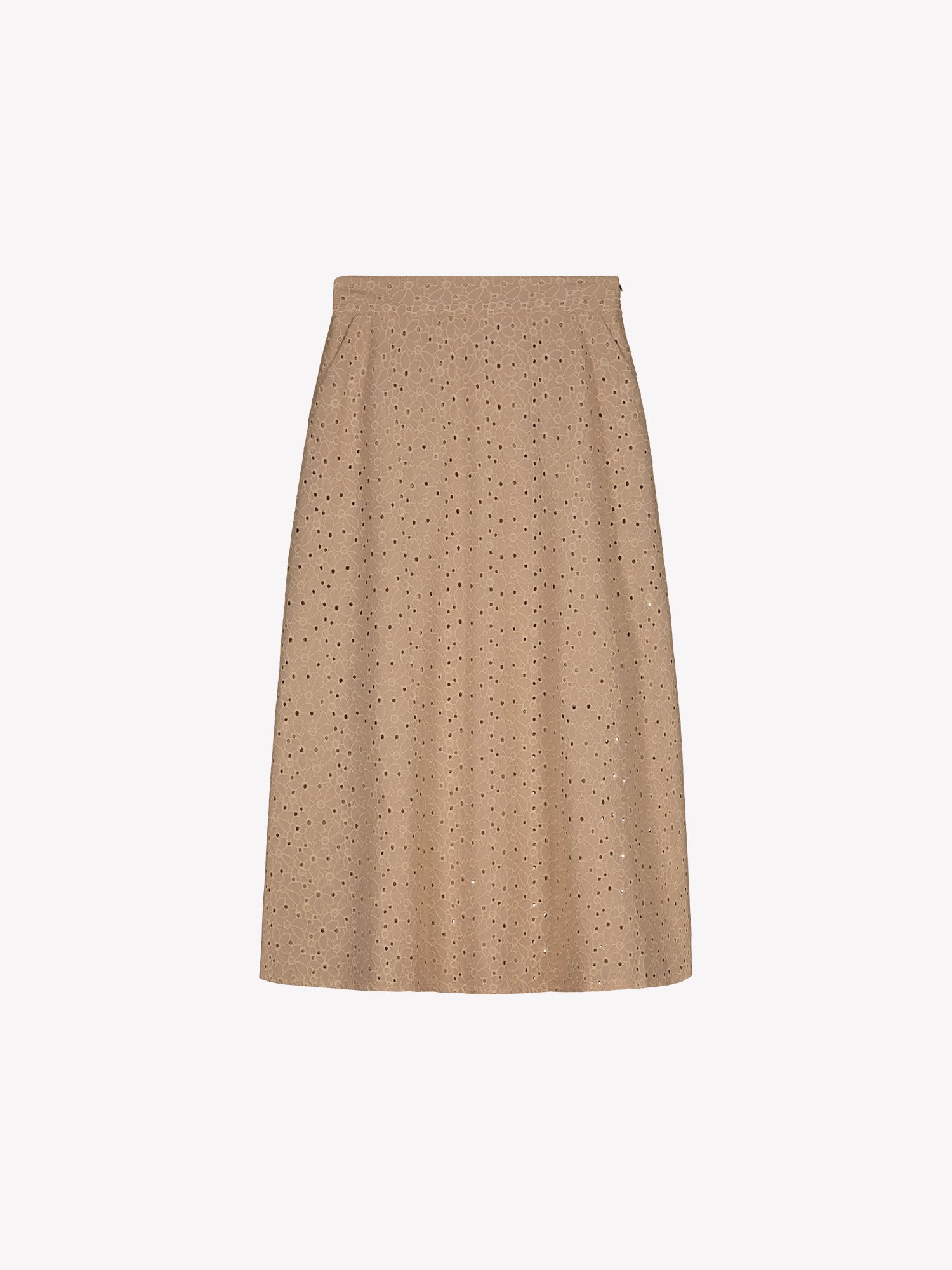 Nanson naisten beige brodeerattu Nuppu-hame tuotekuvassa.