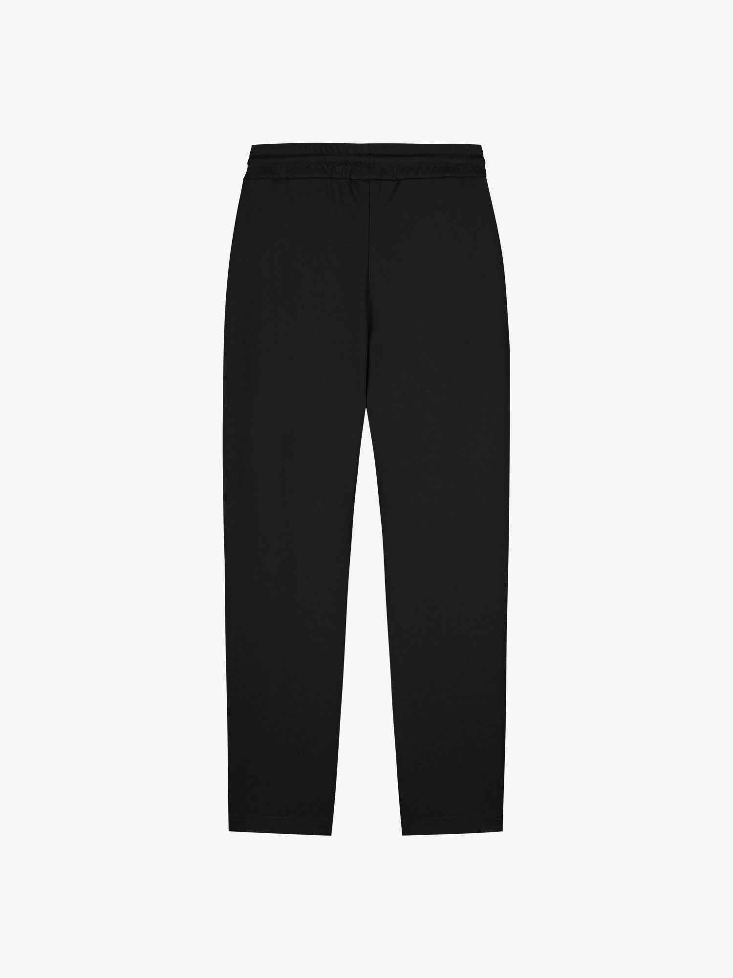 Naisten rennot ja mukavat mustat Milan-housut tuotekuvassa takaa päin.