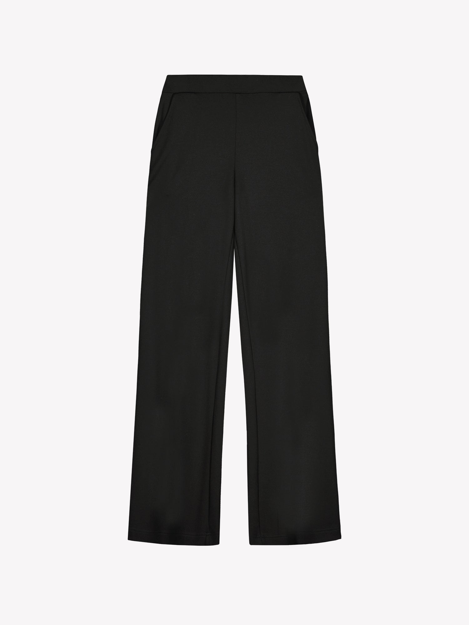 Naisten rennon tyylikkäät Roma-housut trendikkäillä levenevillä lahkeilla tuotekuvassa.