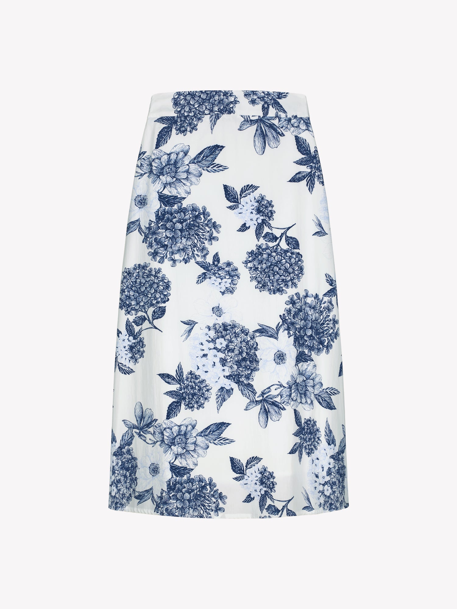 Naisten ihastuttava kuosillinen sinivalkoinen Palatsi-hame tuotekuvassa takaa.