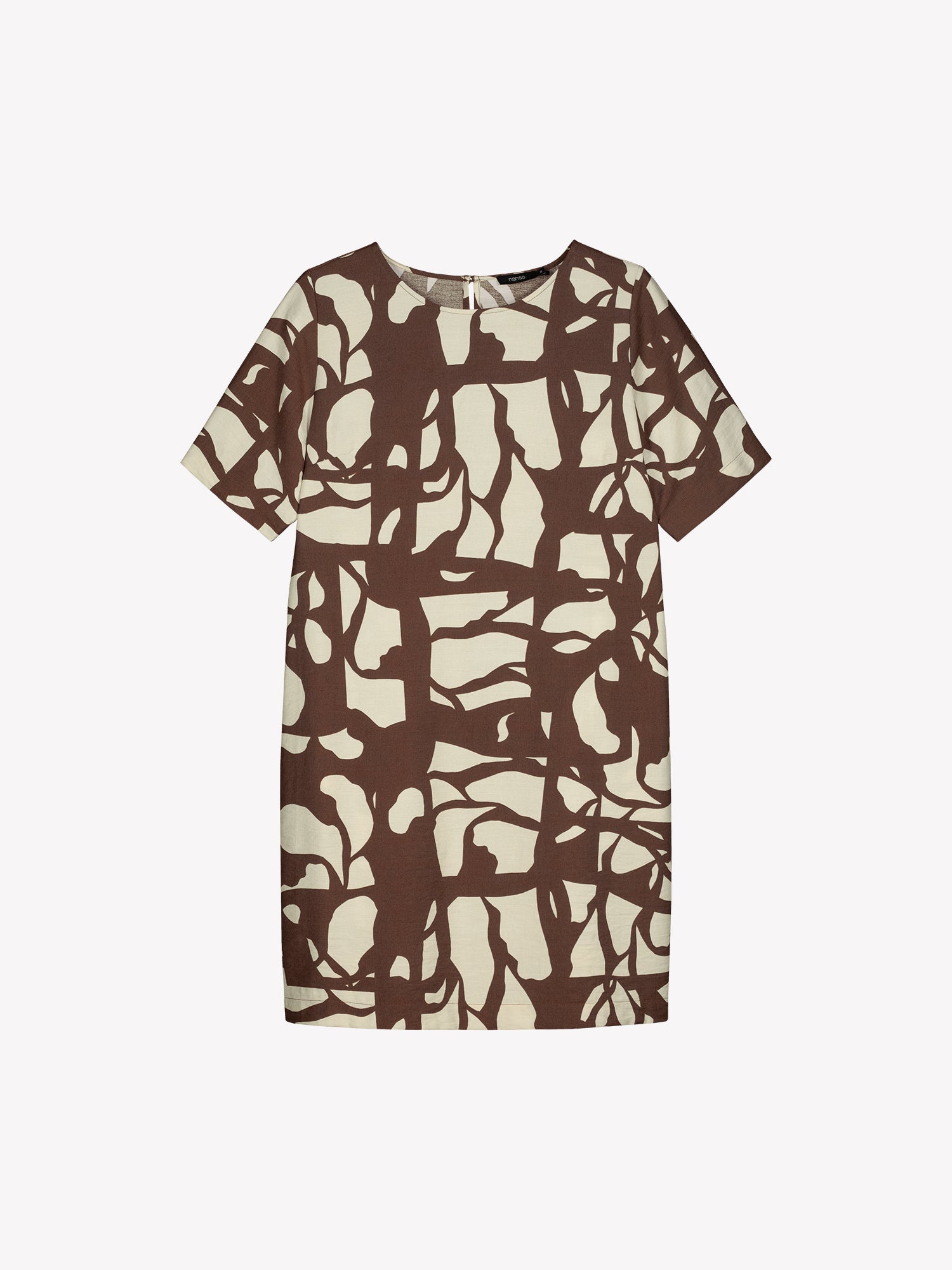 Nanson naisten rento ja suoralinjainen kuosillinen Palsta-mekko tuotekuvassa.