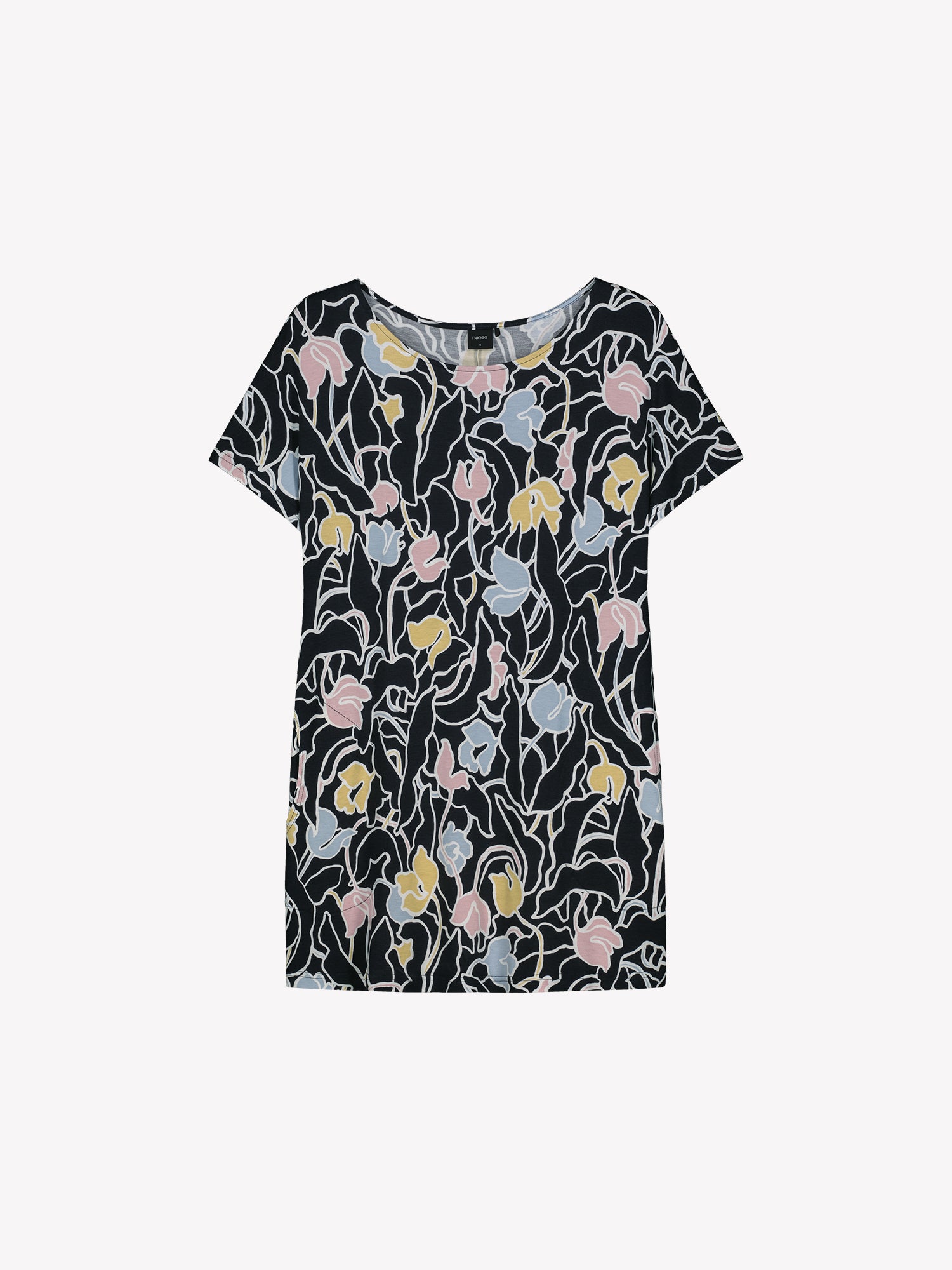 Nanson naisten kukkakuosillinen tyylikäs Iiris-trikootunika tuotekuvassa.