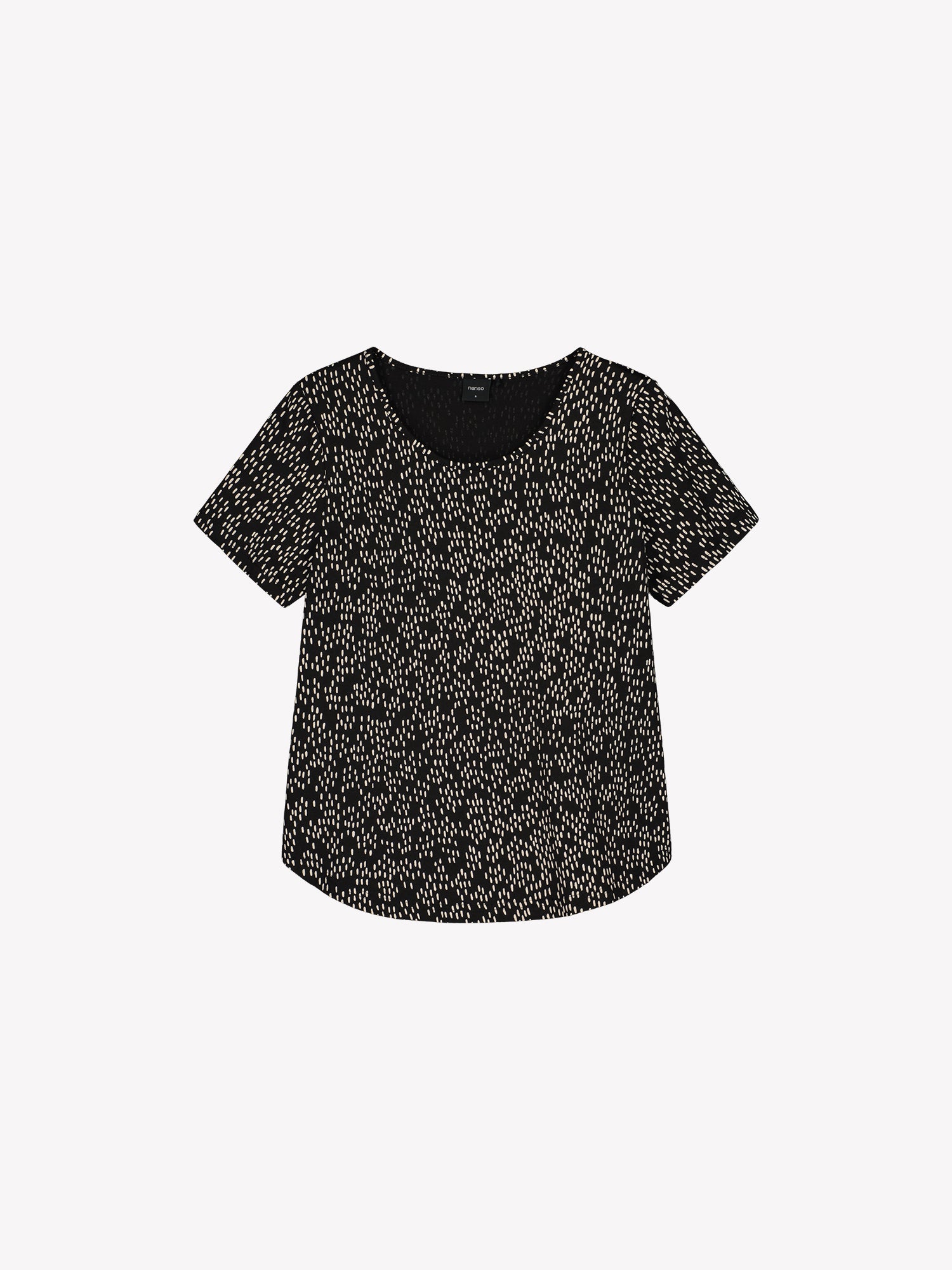 Nanson naisten mukava ja tyylikäs Pilkkumeri- t-paita, jossa on harmoninen mustavalkoinen kuosi tuotekuvassa