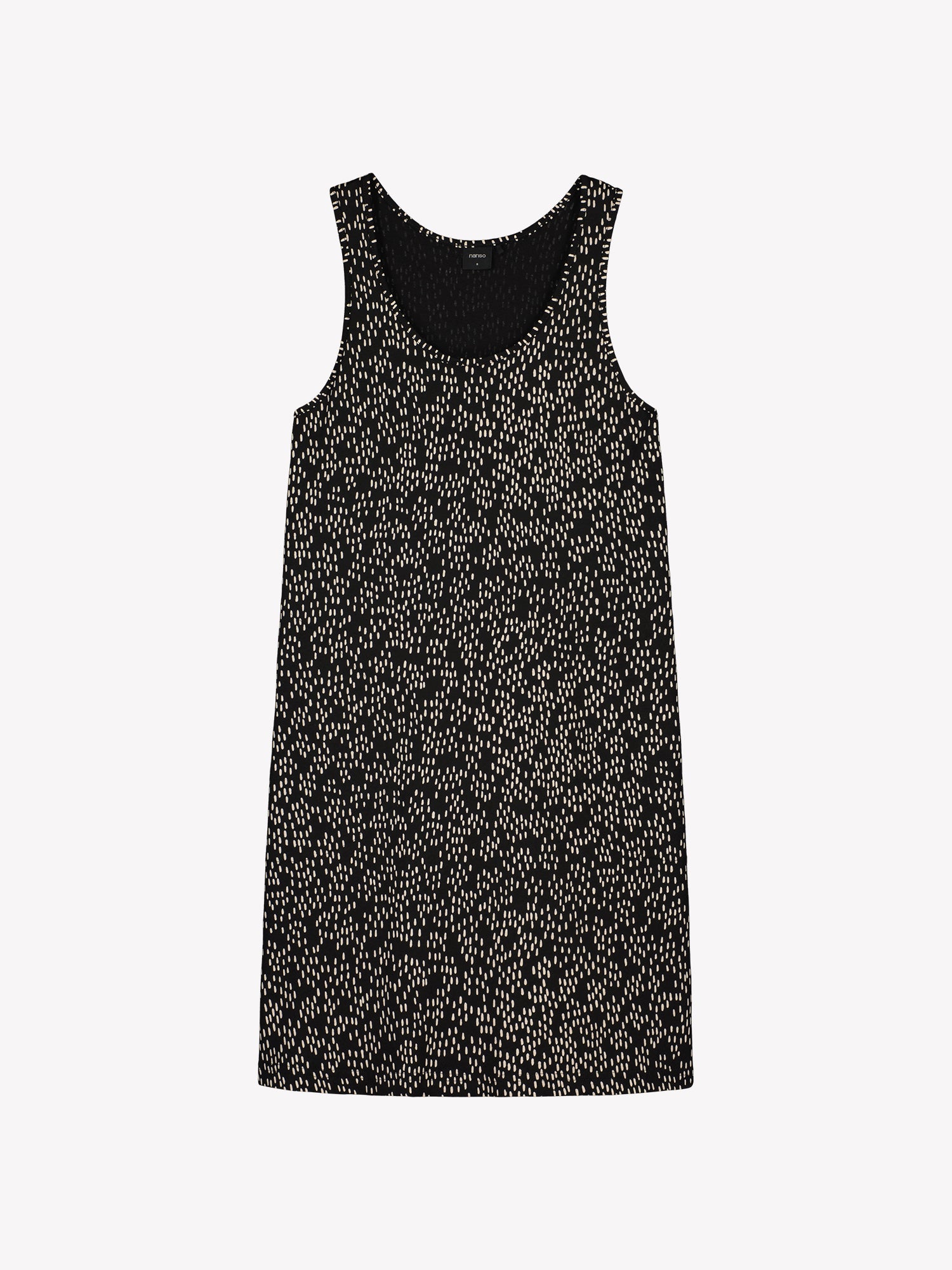 Nanson naisten hihaton mukava Pilkkumeri-mekko, jossa on tyylikäs kaksisävyinen kuosi tuotekuvassa.