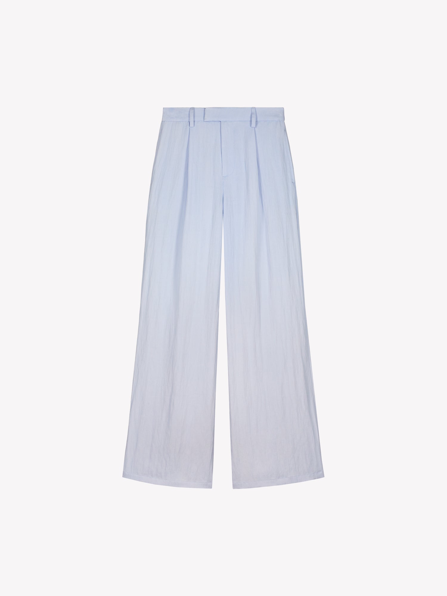 Nanson naisten pehmeän siniset tyylikkäät Nizza-housut leveillä lahkeilla tuotekuvassa