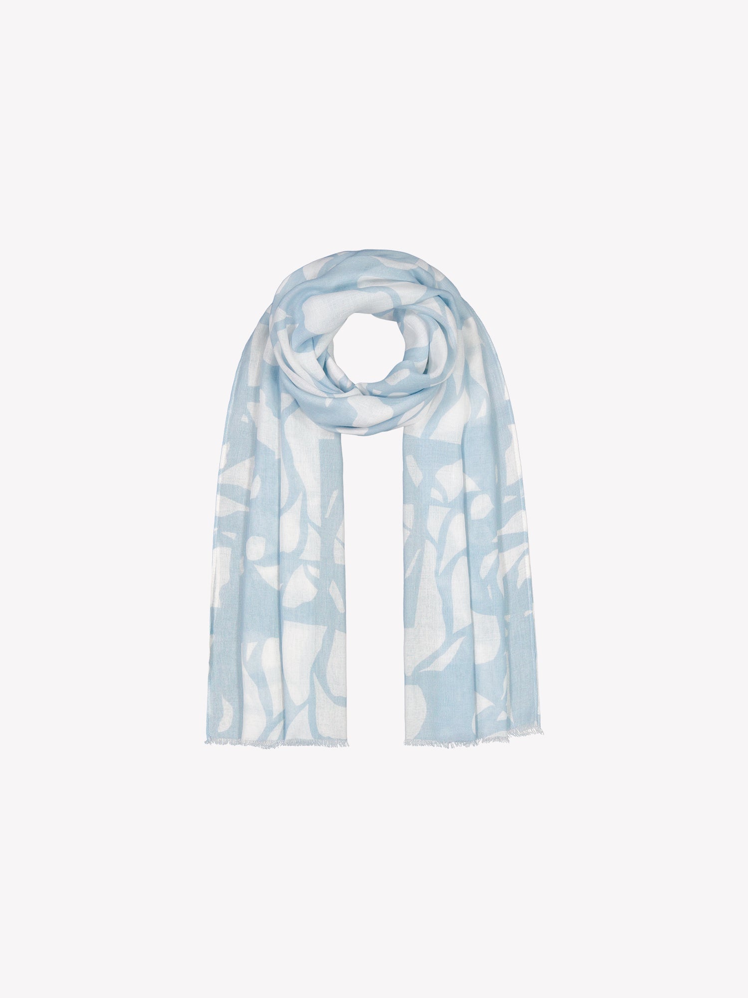 Naisten tyylikäs kuviollinen Palsta-huivi ihanan kevyestä ja hengittävästä viskoosi-pellava-sekoitteesta tuotekuvassa