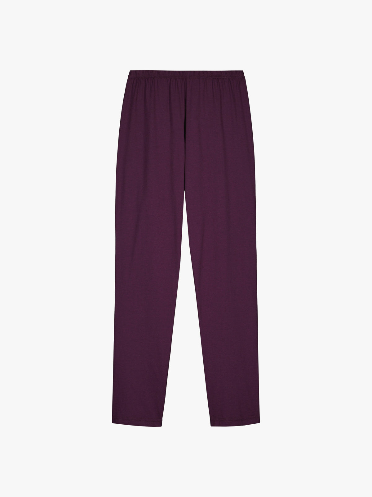 Nanson naisten punasävyinen kuosillinen Santeli-trikoopyjama, tuotekuvassa pyjaman housut.