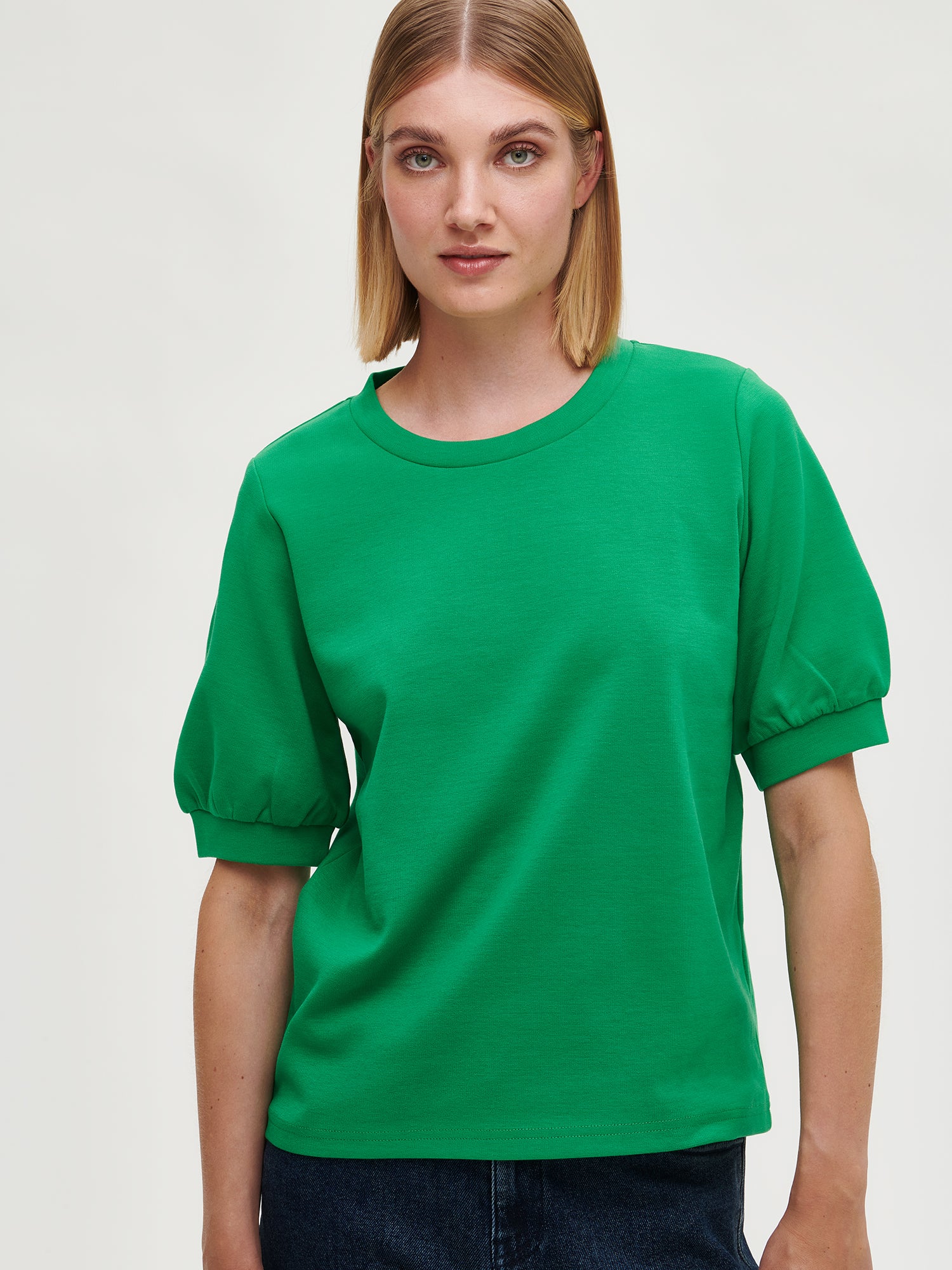 Nanson naisten lyhythihainen vihreä Leija-pusero
