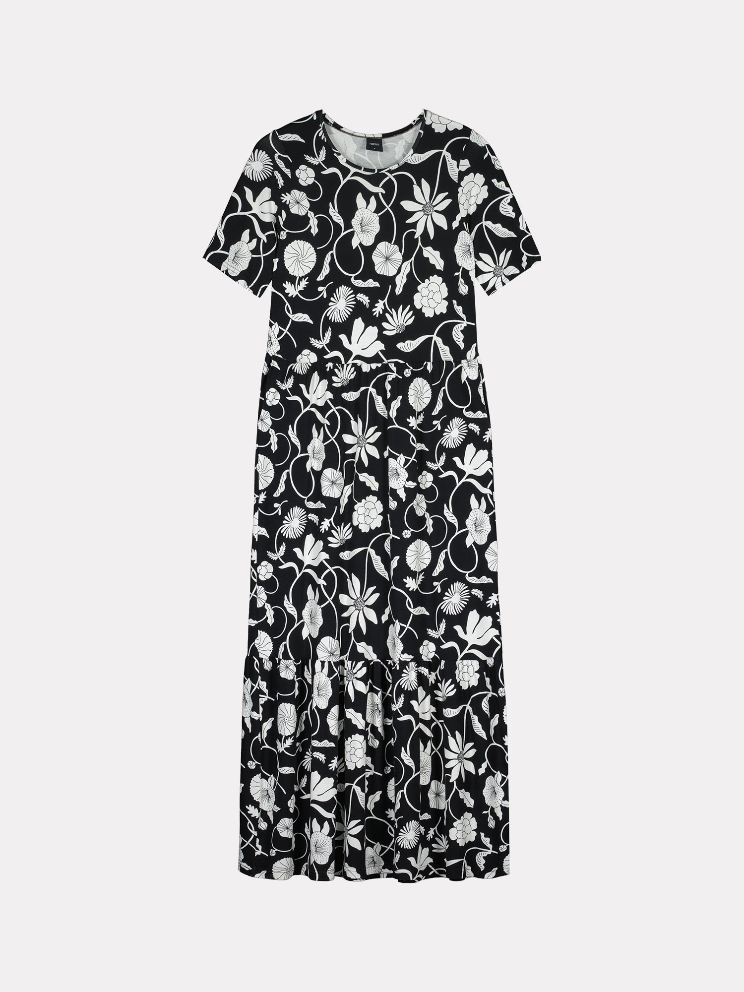Nanson naisten kuosillinen mustavalkoinen Pieni Linokukka-mekko