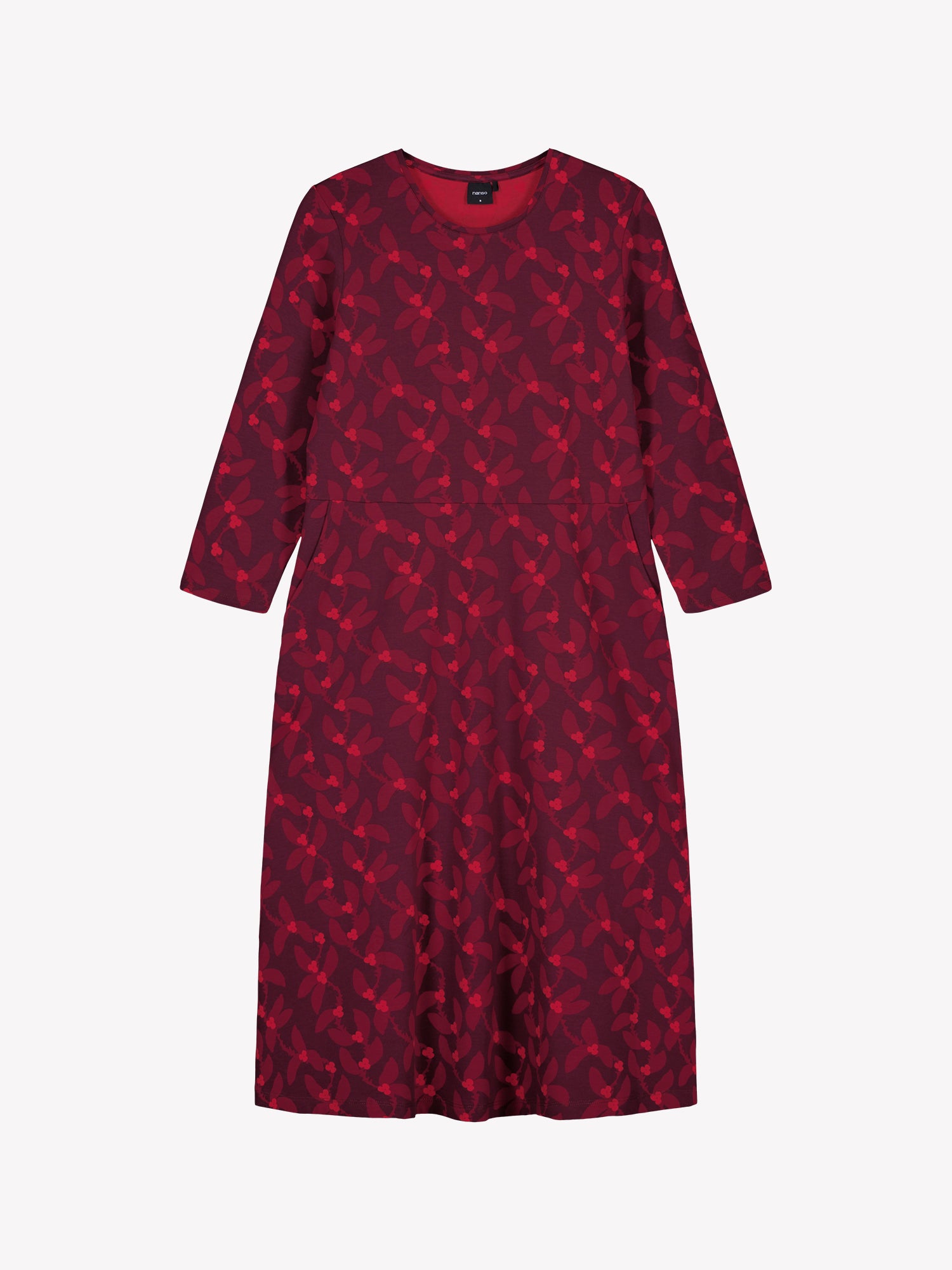 Naisten kuosillinen punainen Vieno-mekko