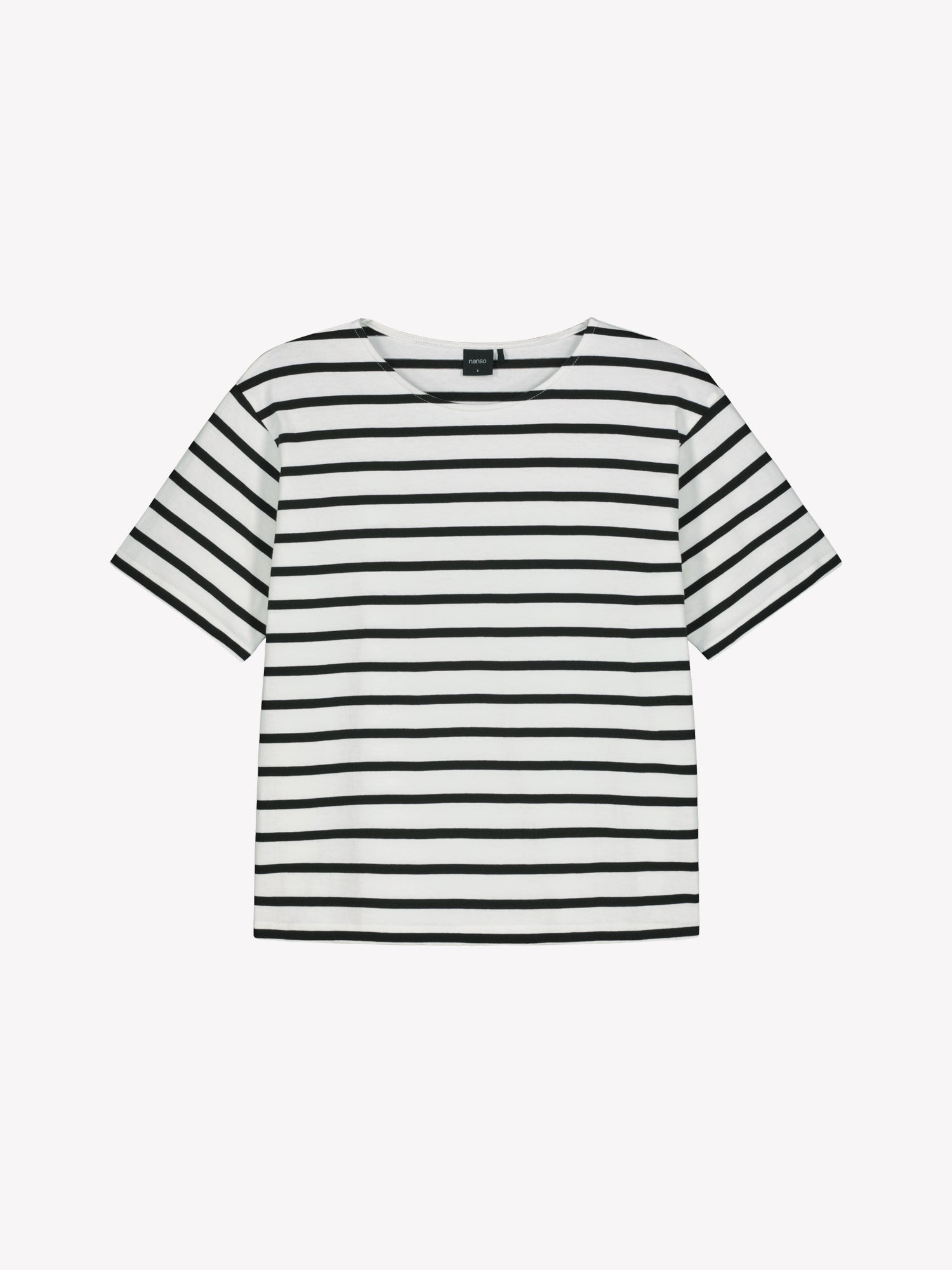 Naisten klassinen mustavalko-raidallinen lyhythihainen Breton t-paita tuotekuvassa
