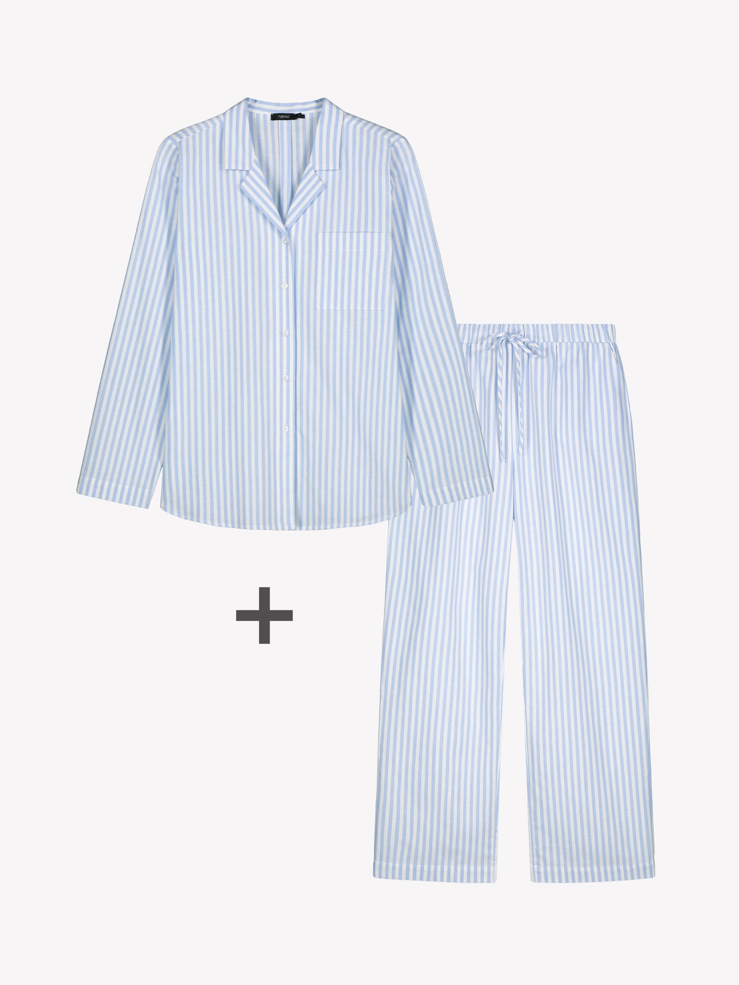 Naisten raidallinen sininen Polka-pyjamasetti, kuva 4