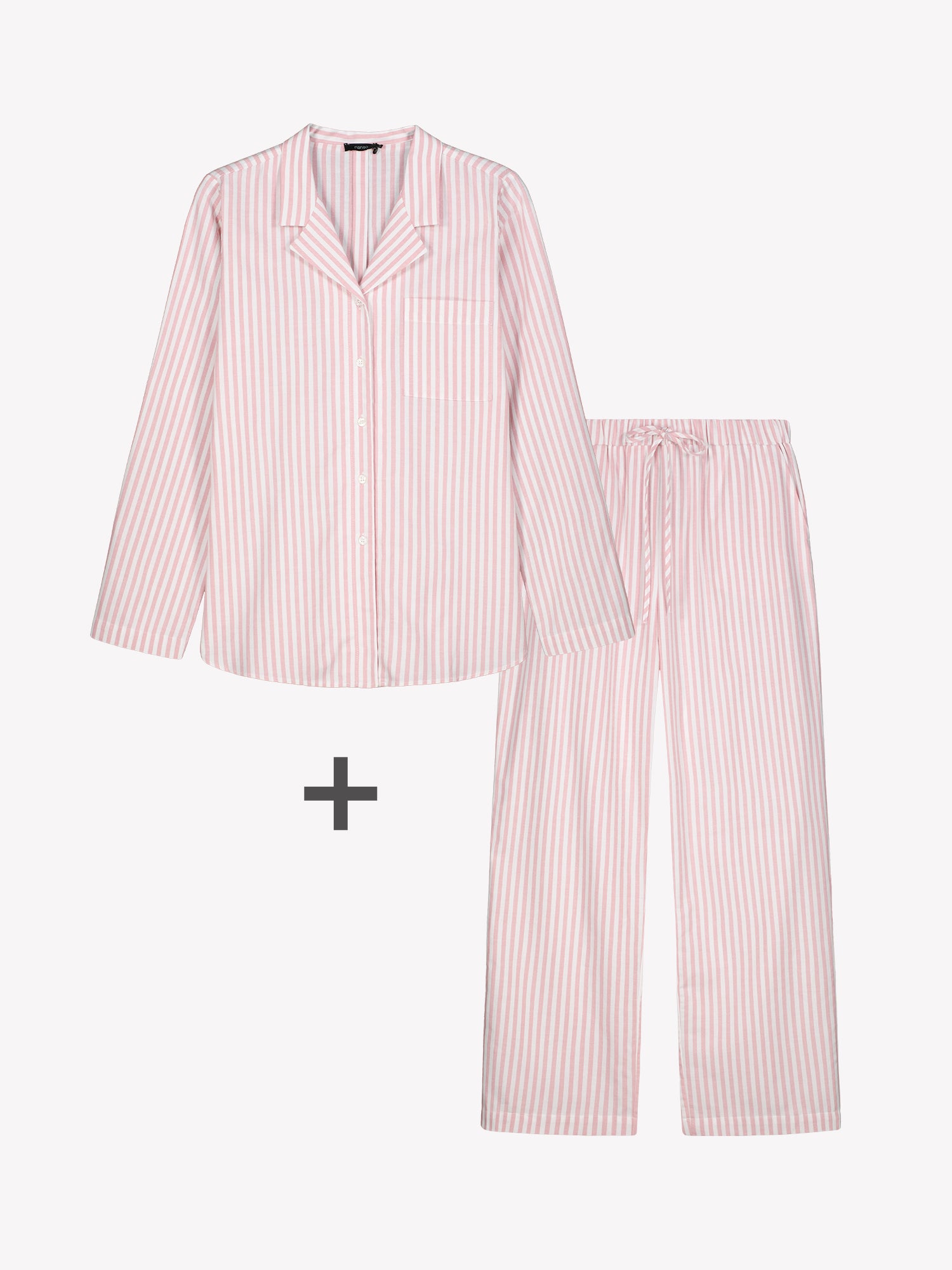 Naisten raidallinen vaaleanpunainen Polka-pyjamasetti, kuva 5