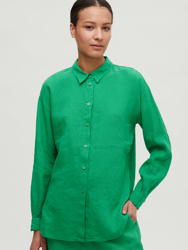 Nanson naisten vihreä Pellava-paitapusero.