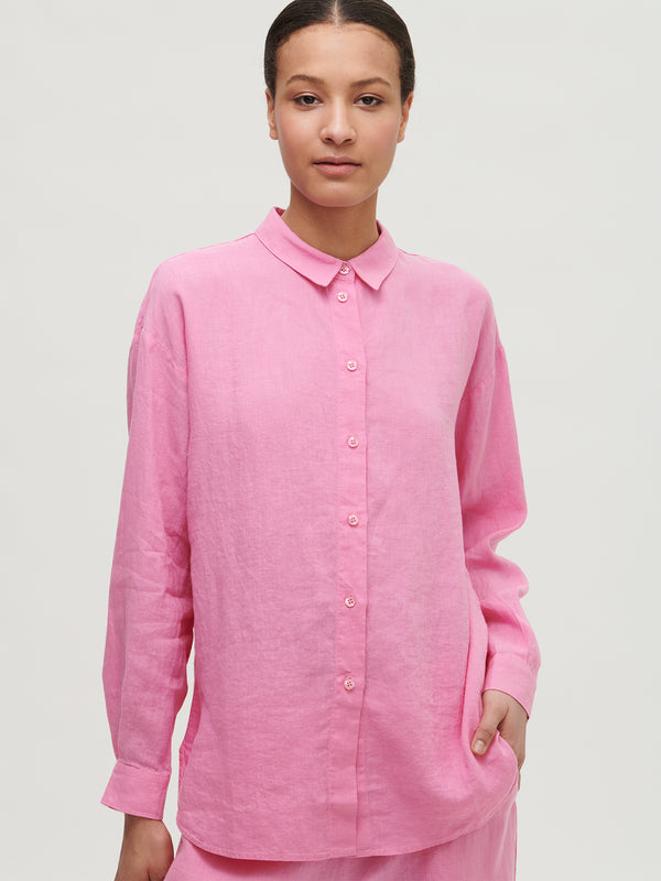 Nanson naisten pinkki Pellava-paitapusero. 