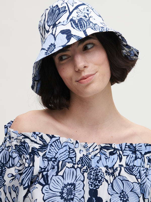 Nanson naisten kuosillinen sininen Huvila-hattu. 