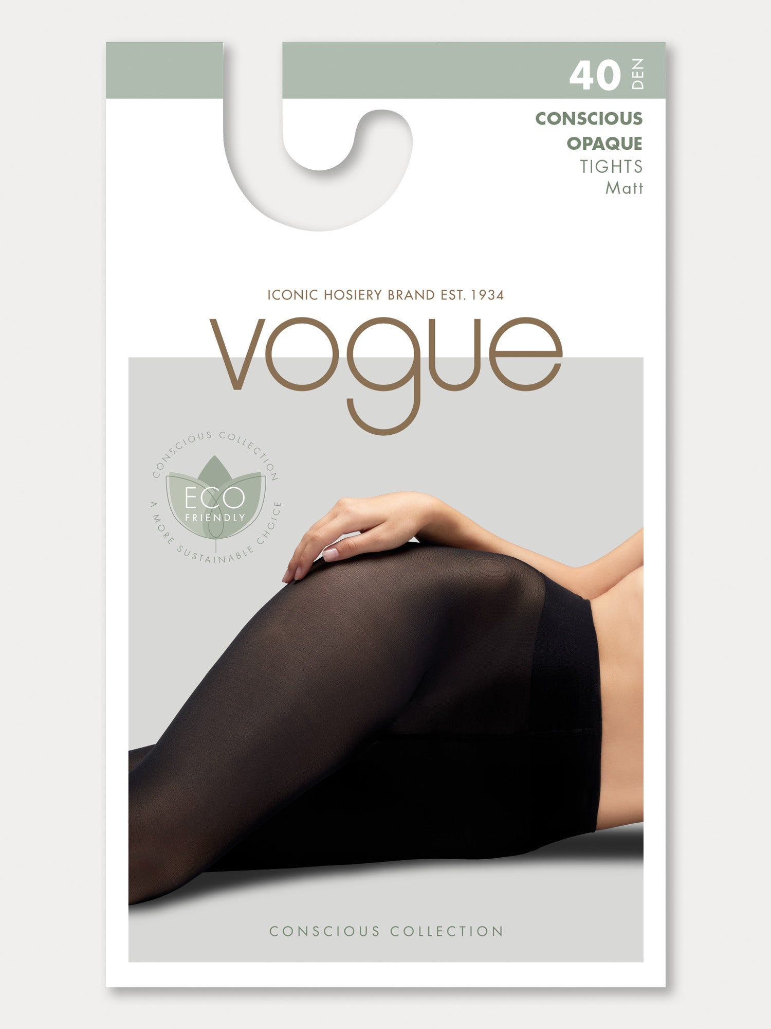 Voguen kierrätysmateriaaleista valmistetut mustat sukkahousut. 